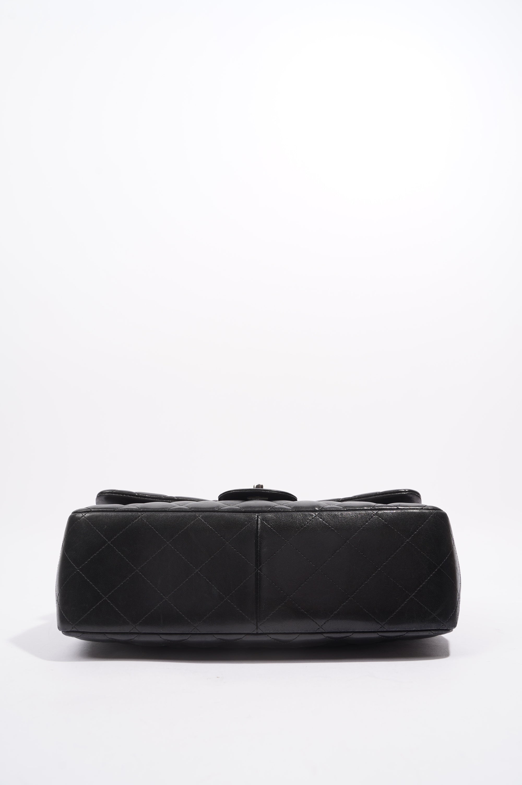 Chanel Double Flap Bag Black Lambskin Leather Large