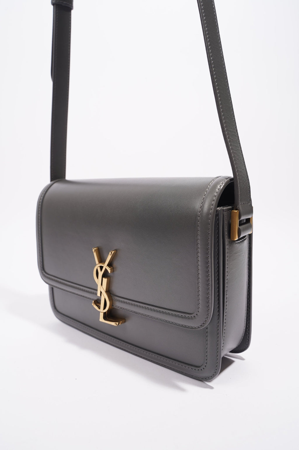 Saint Laurent Solferino Satchel Grey Leather Medium