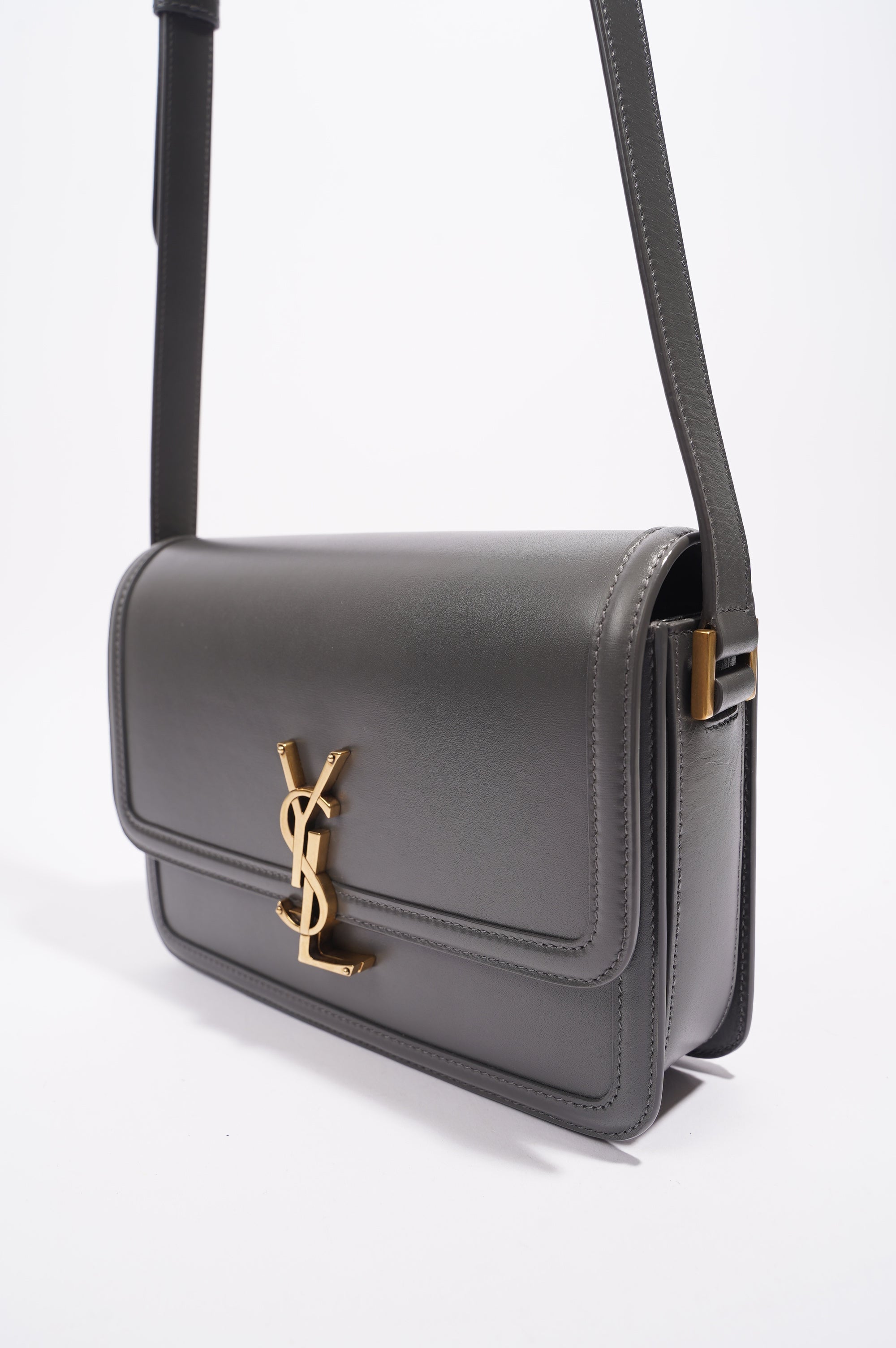 Saint Laurent Solferino Satchel Grey Leather Medium