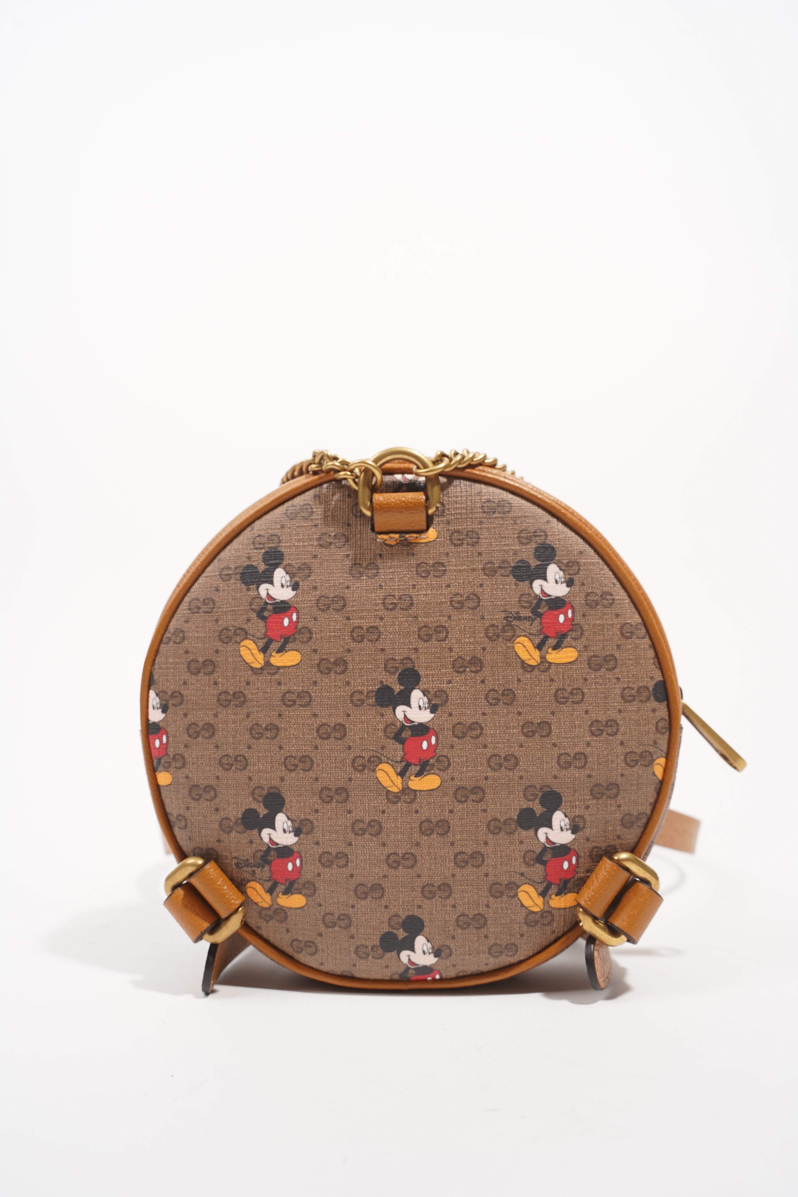 Gucci x Disney Womens Round Mini Backpack Supreme Brown