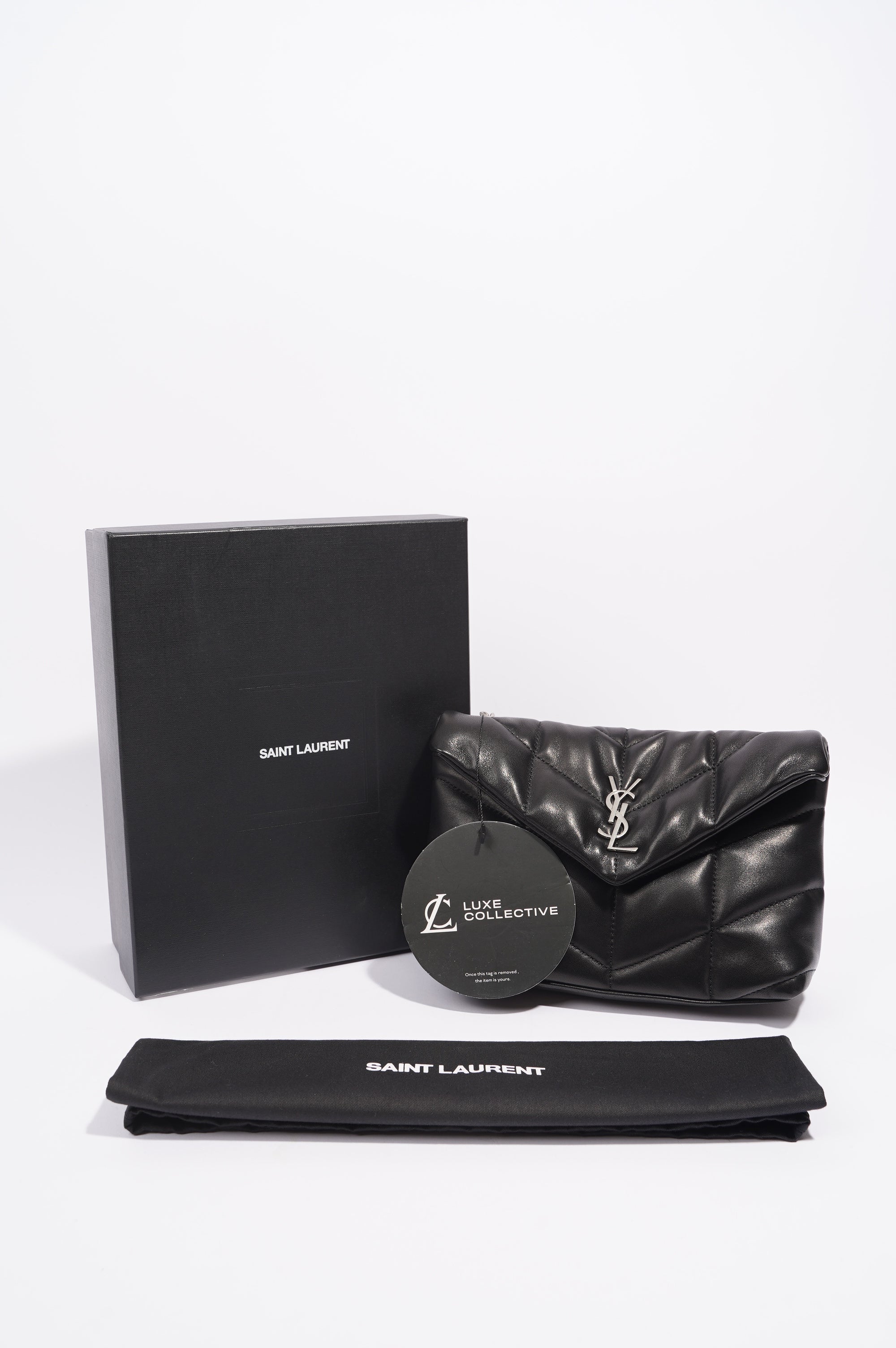 Saint Laurent Womens Lou Lou Puffer Crossbody Bag Black Leather Toy