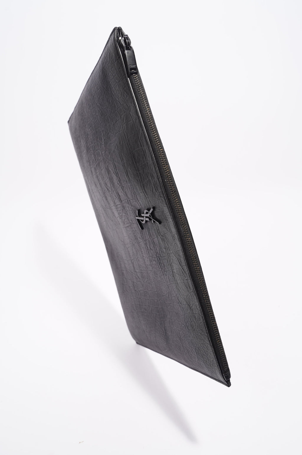 Saint Laurent Womens Clutch Black Leather Large