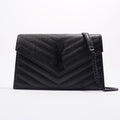 Saint Laurent Womens Cassandre Envelope Chain Bag Black Leather