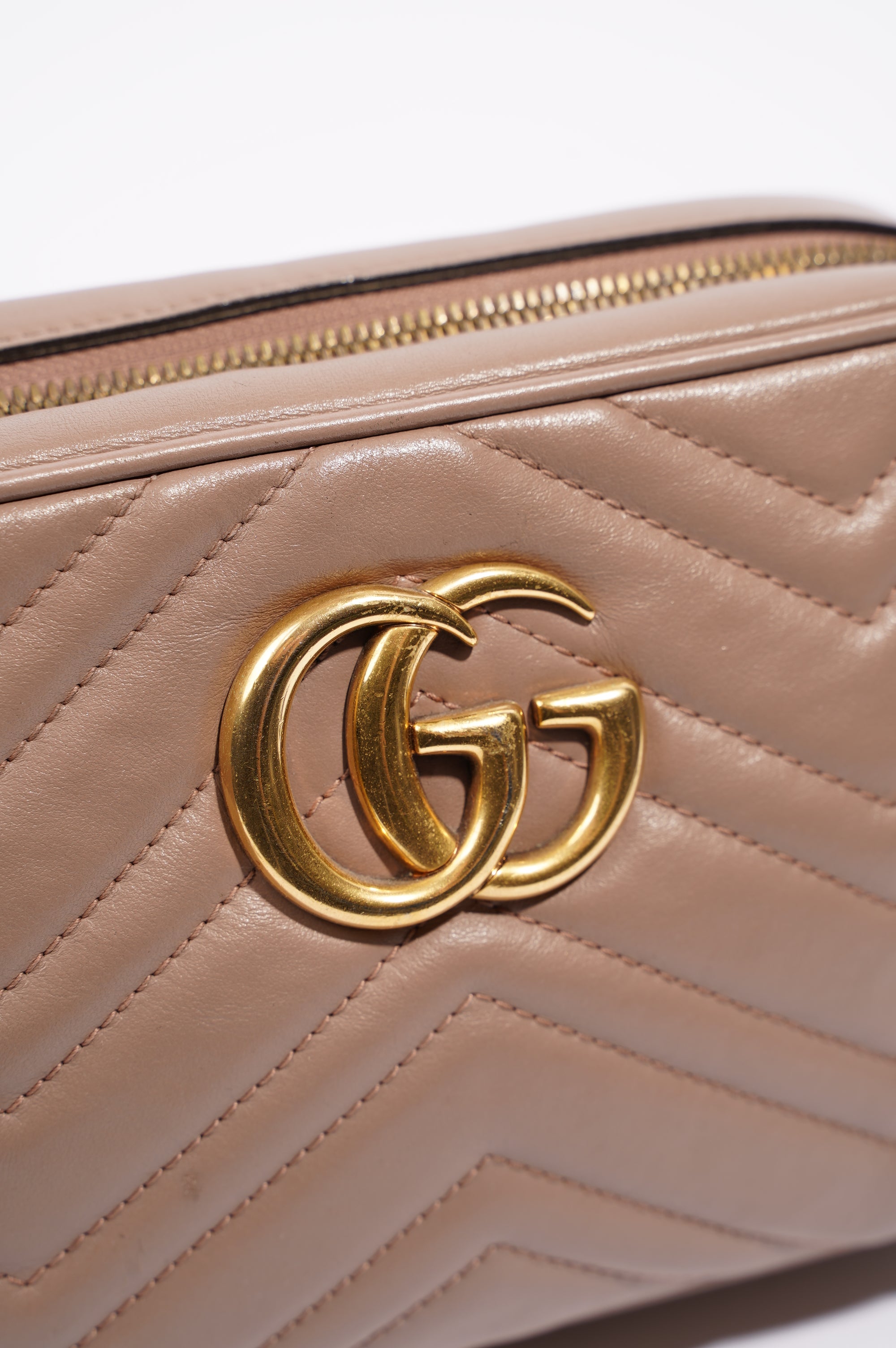 Gucci Womens Marmont Zip Nude / Gold Small