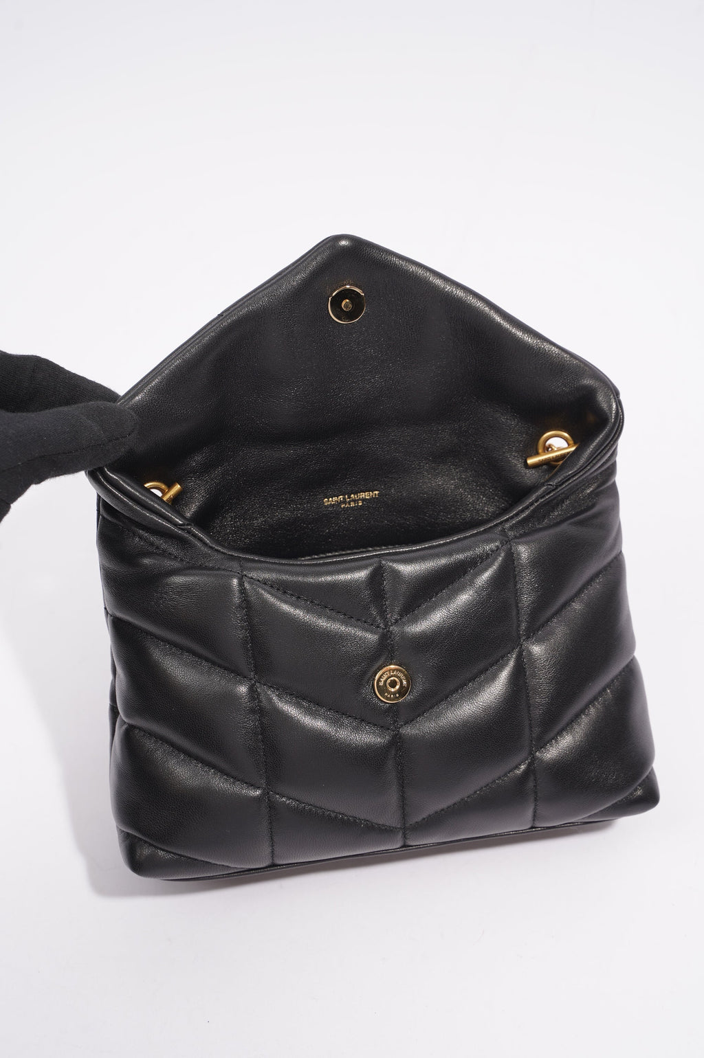 Saint Laurent Womens Loulou Toy Puffer Bag Black