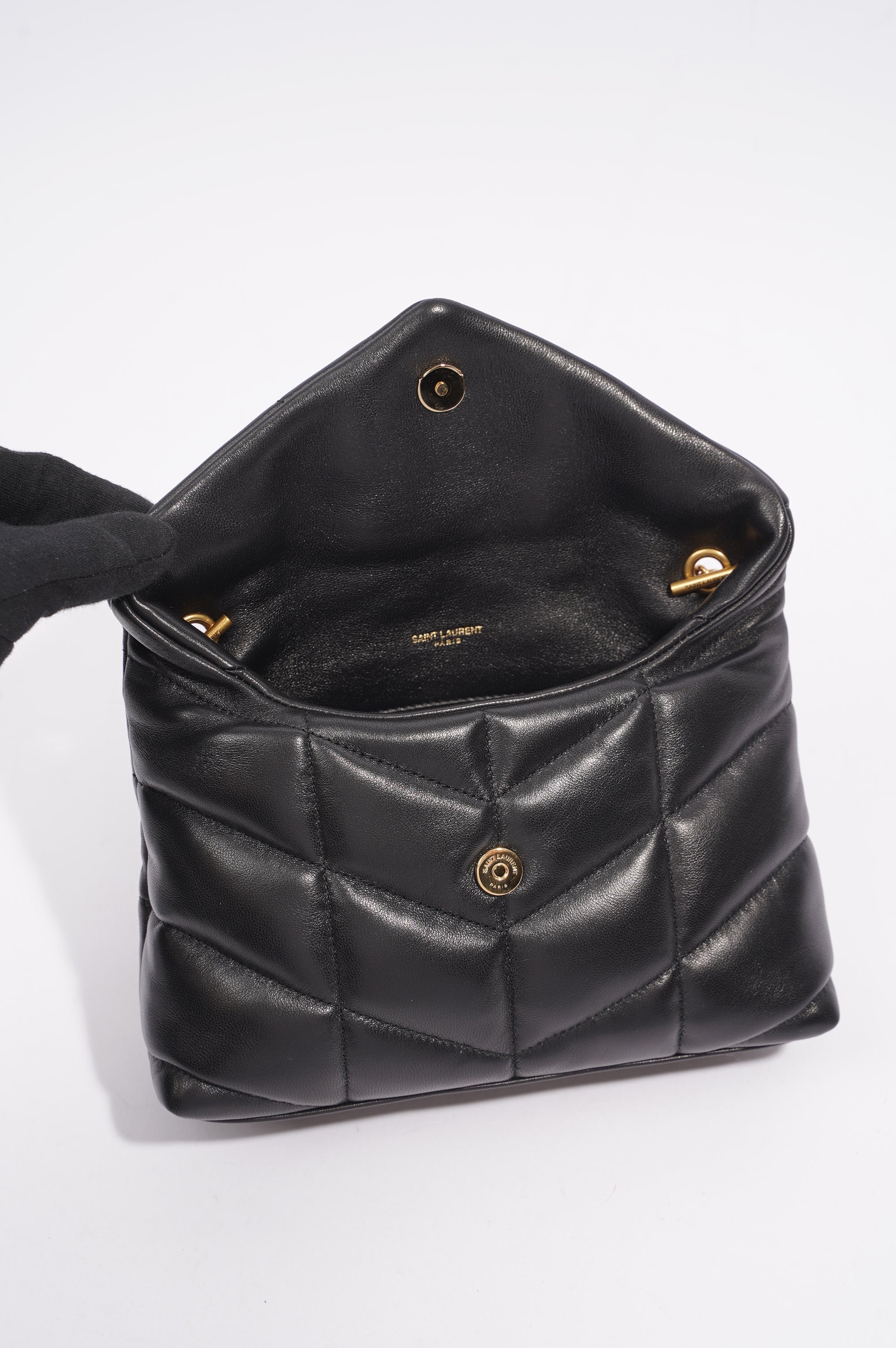 Saint Laurent Womens Loulou Toy Puffer Bag Black