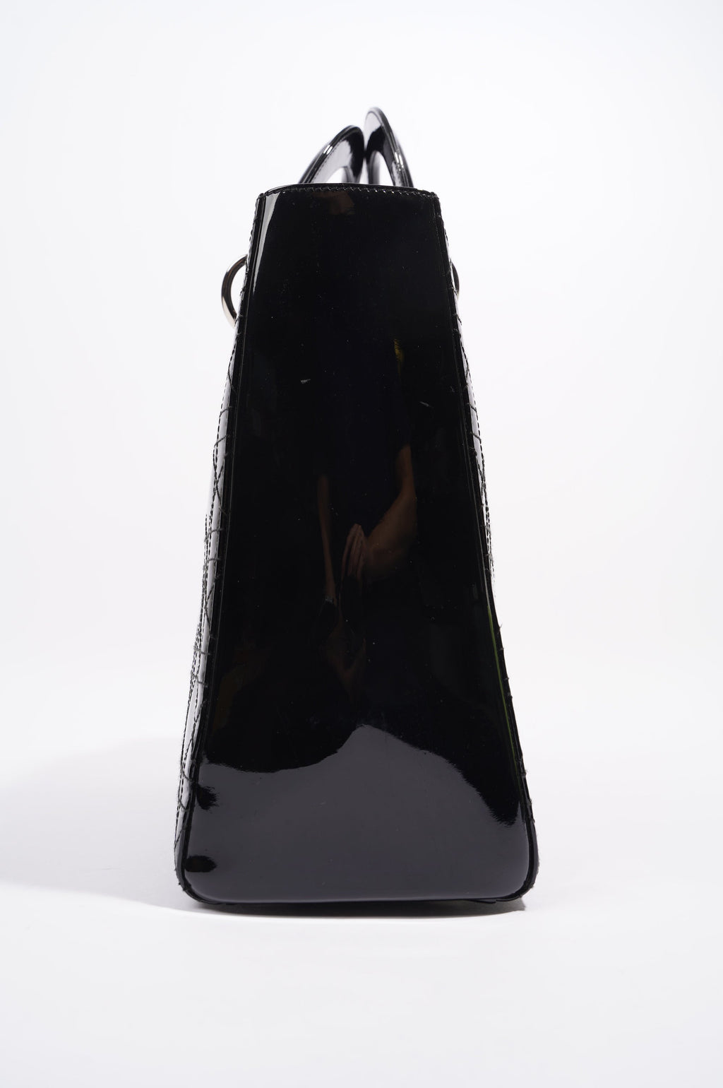 Christian Dior Lady Dior Bag Black Patent Leather Large