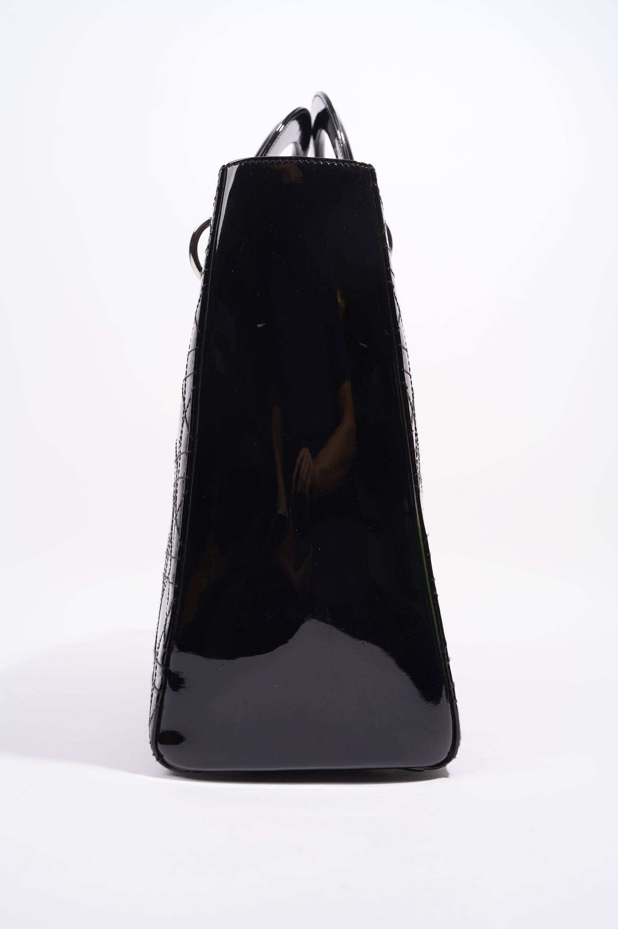 Christian Dior Lady Dior Bag Black Patent Leather Large