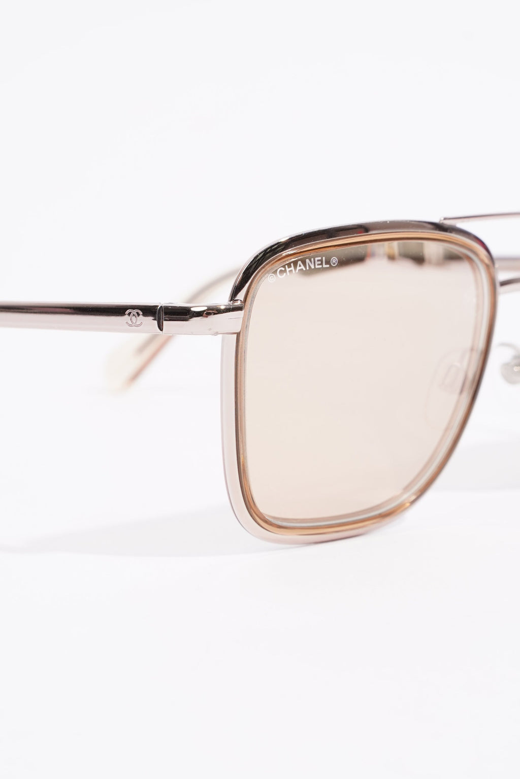 Chanel Metal Pilot Sunglasses Rose Gold Metal Acetate 140