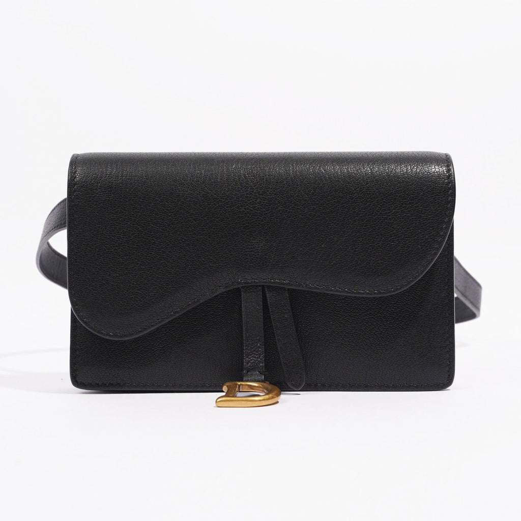 Christian Dior Saddle Belt Pouch Black Leather