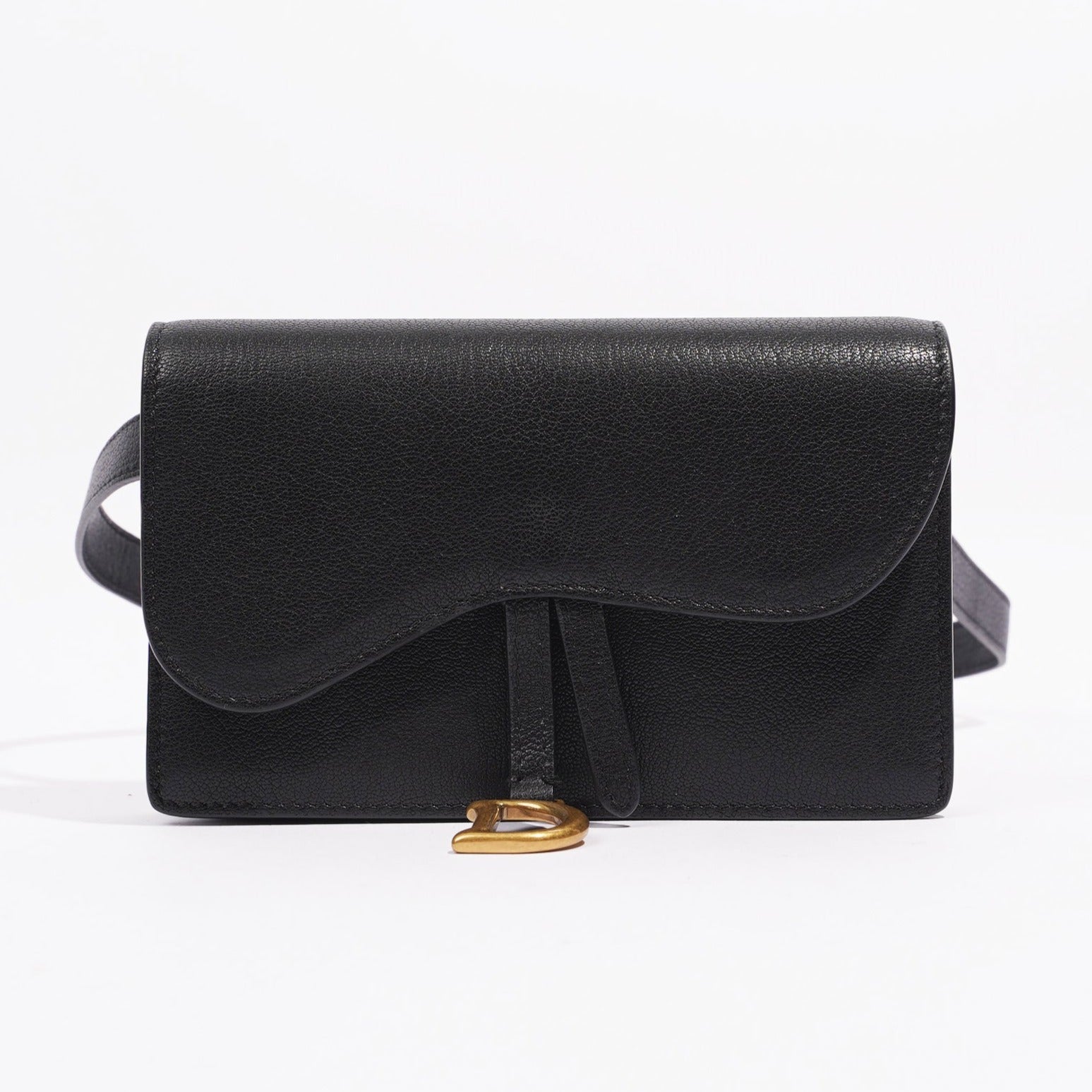 Christian Dior Saddle Belt Pouch Black Leather