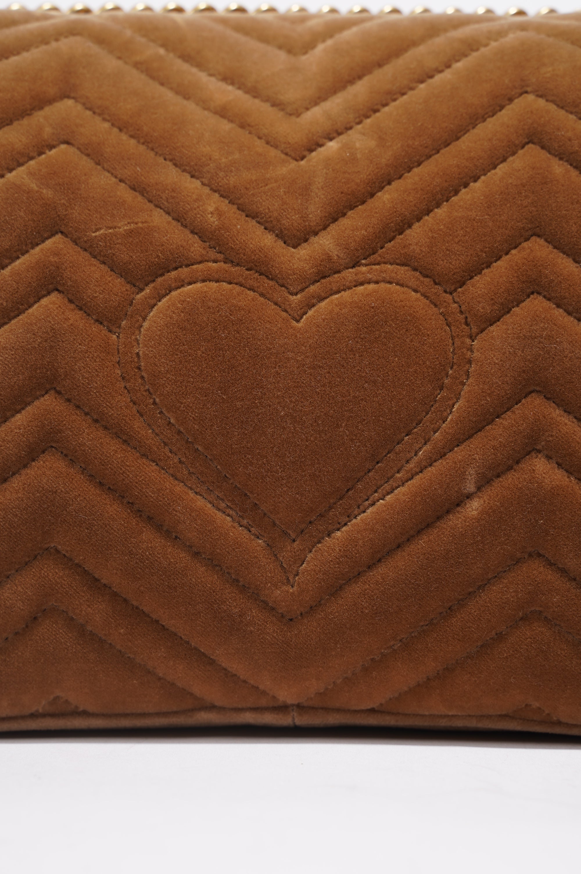 Gucci Womens Marmont Flap Brown Velvet Medium