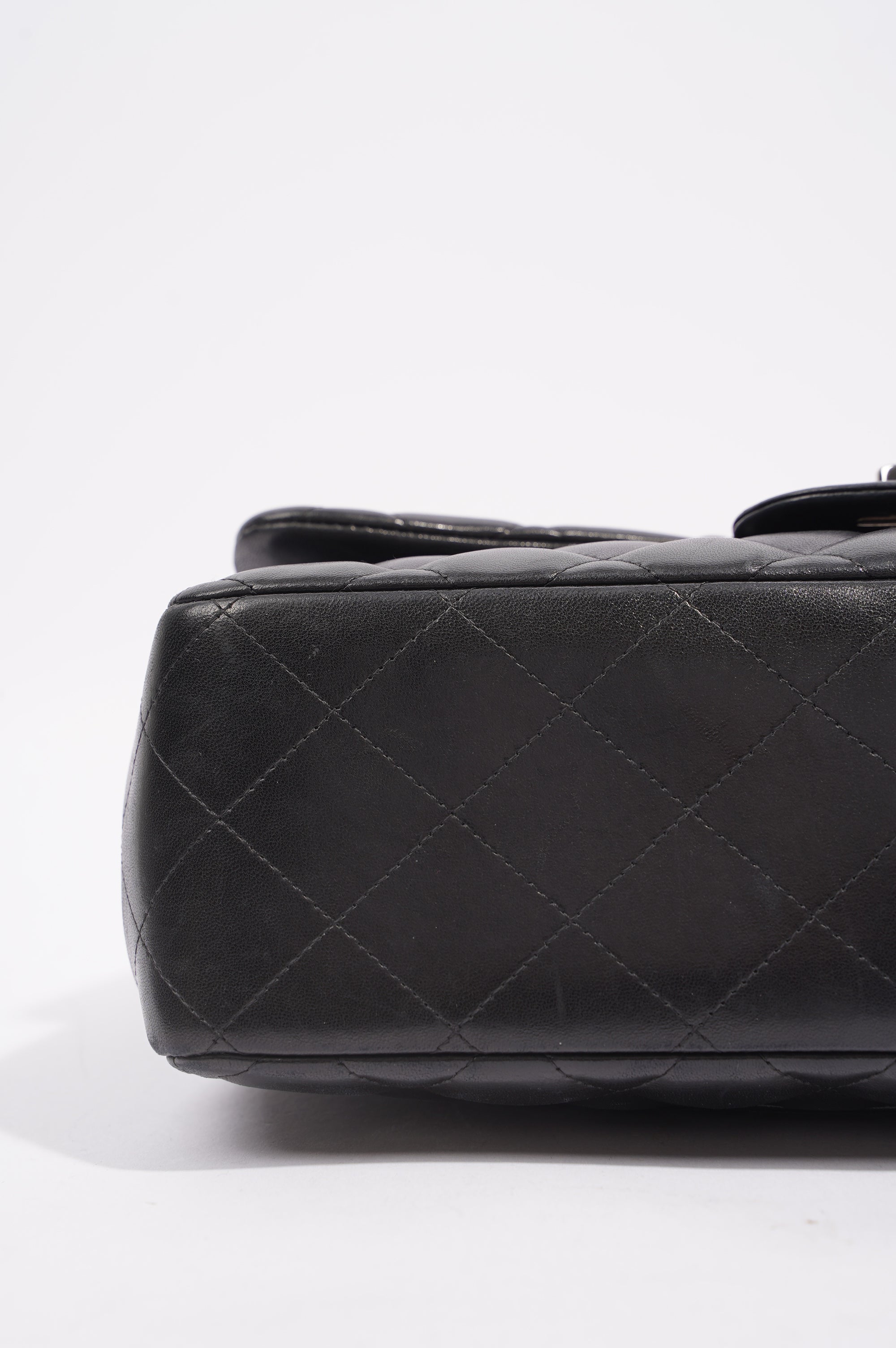 Chanel Double Flap Bag Black Lambskin Leather Large