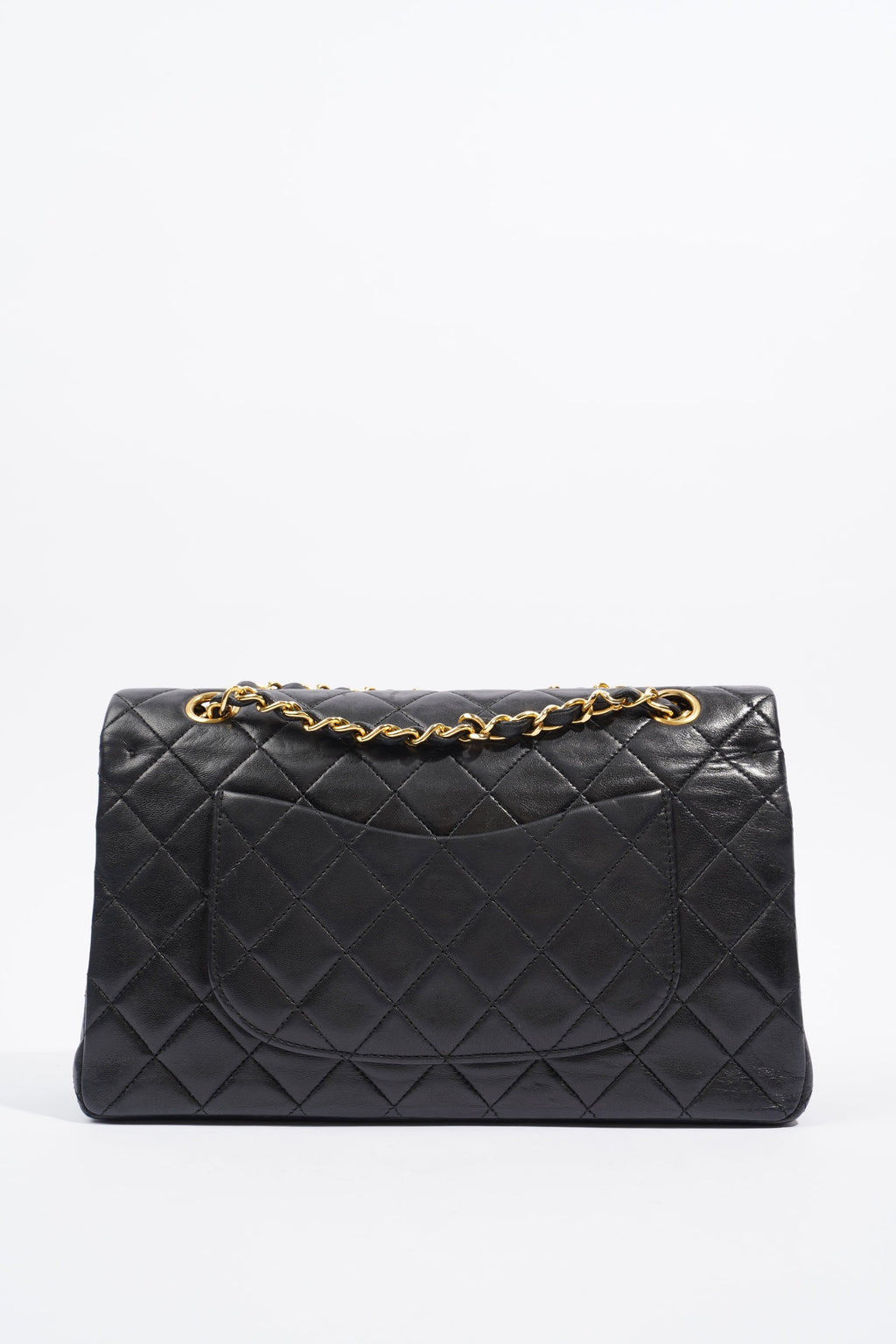 Chanel Womens Vintage Double Flap Lambskin Black Leather Medium