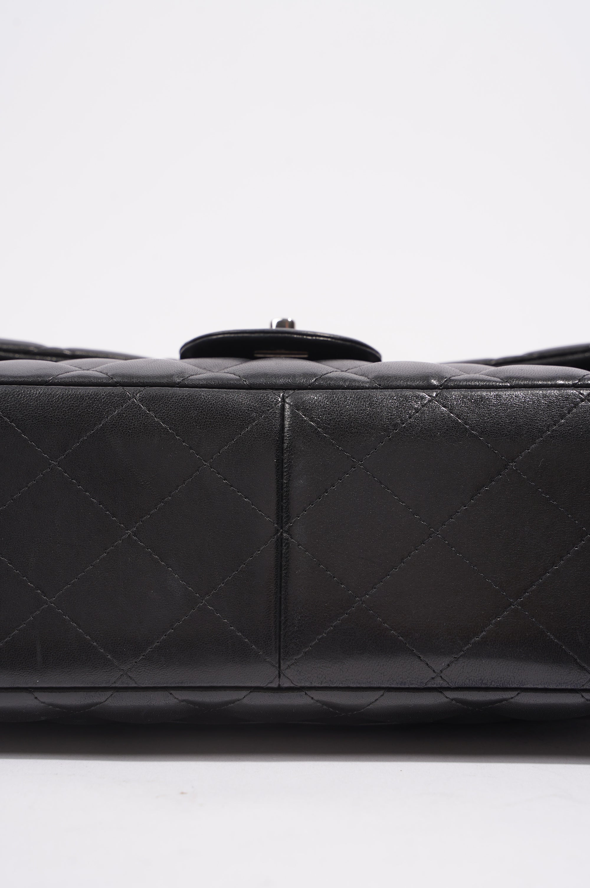 Chanel Double Flap Bag Black Lambskin Leather Large