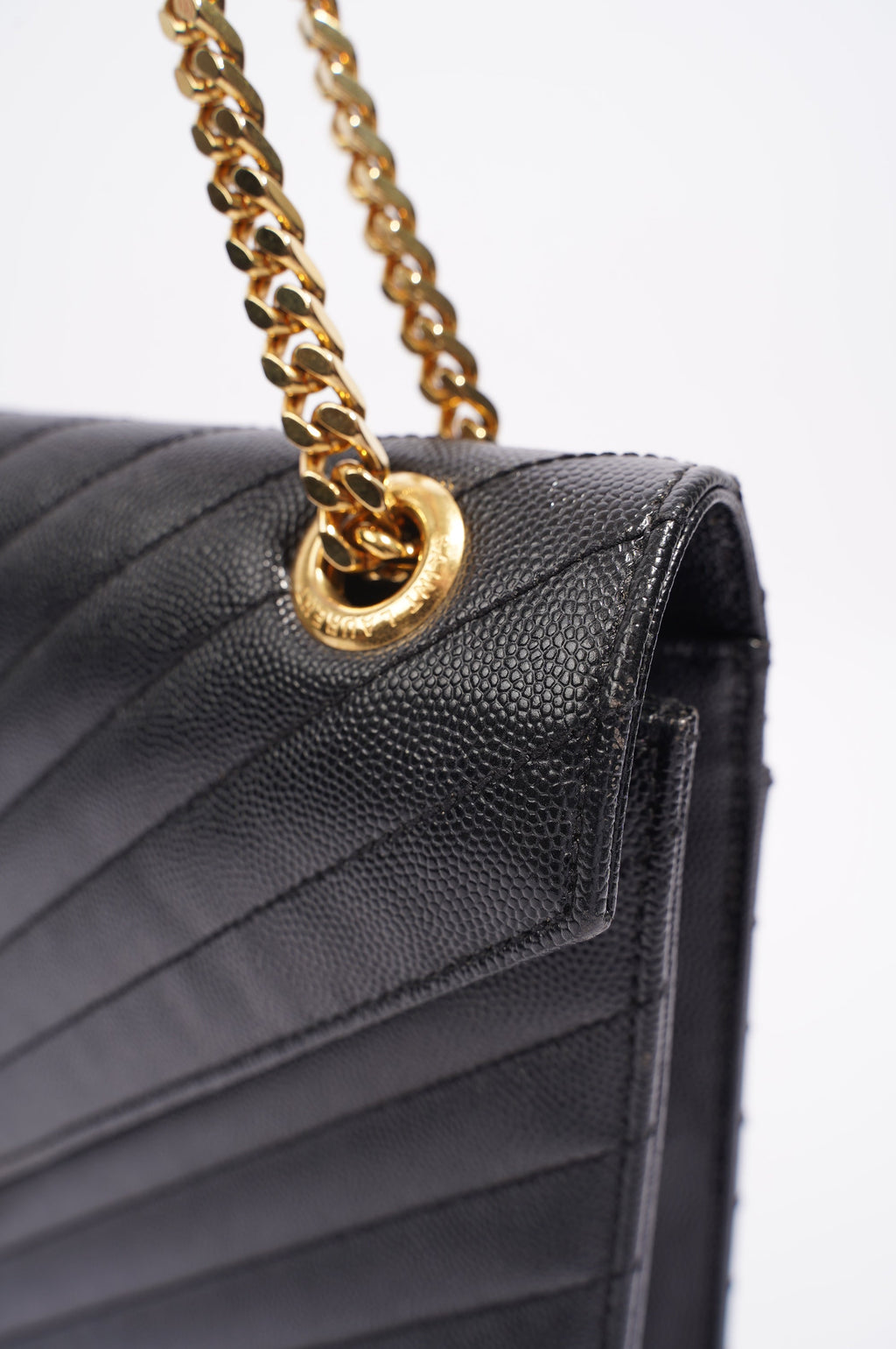 SAINT LAURENT WOMENS ENVELOPE BAG BLACK LEATHER LARGE