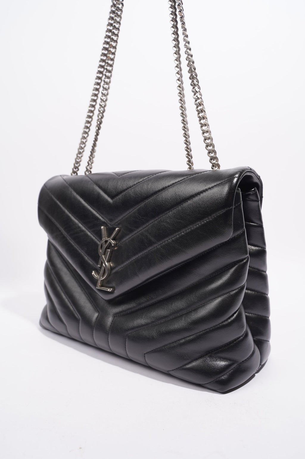 Saint Laurent Womens Lou Lou Bag Black Leather Medium