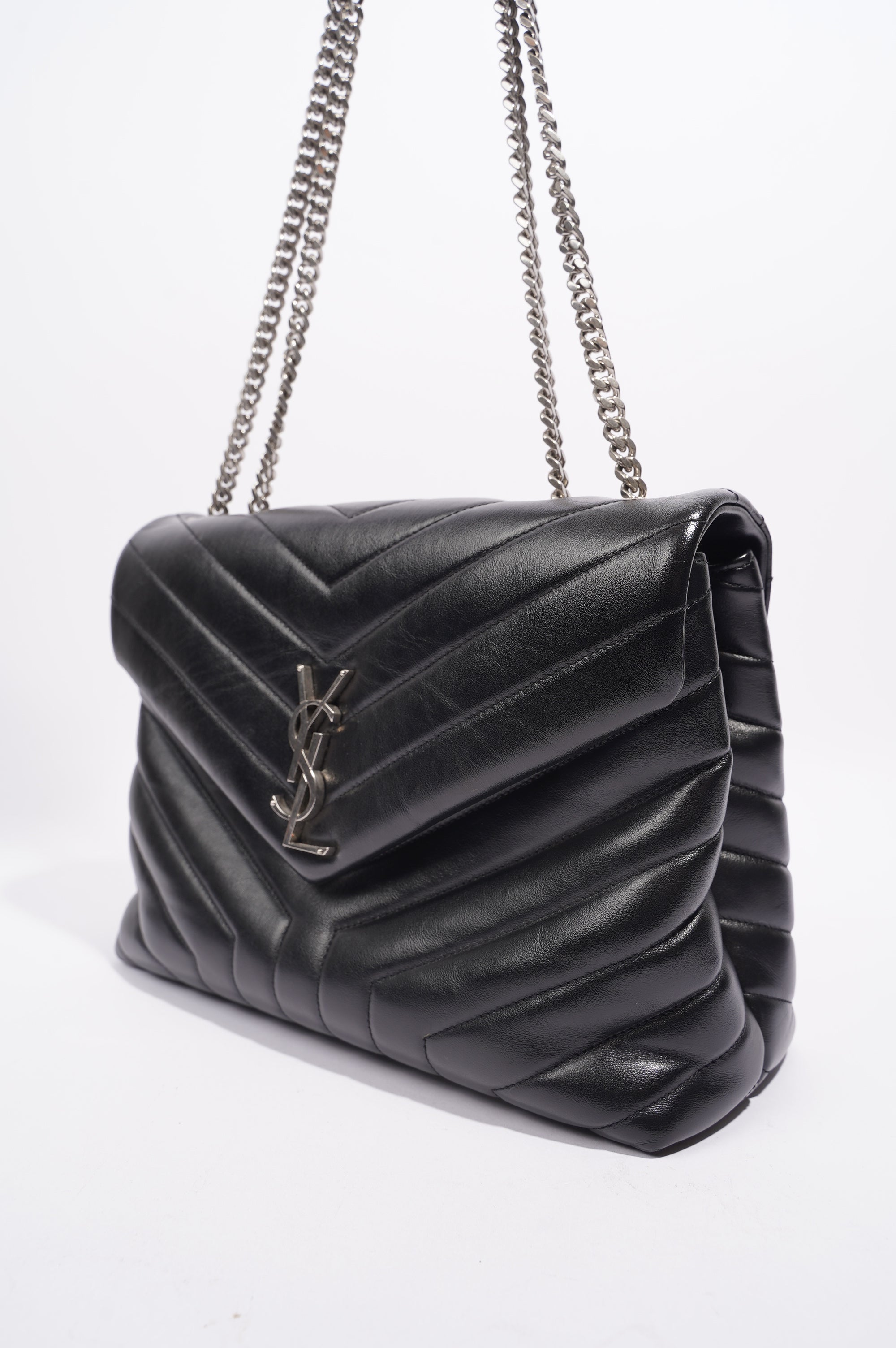 Saint Laurent Womens Lou Lou Bag Black Leather Medium