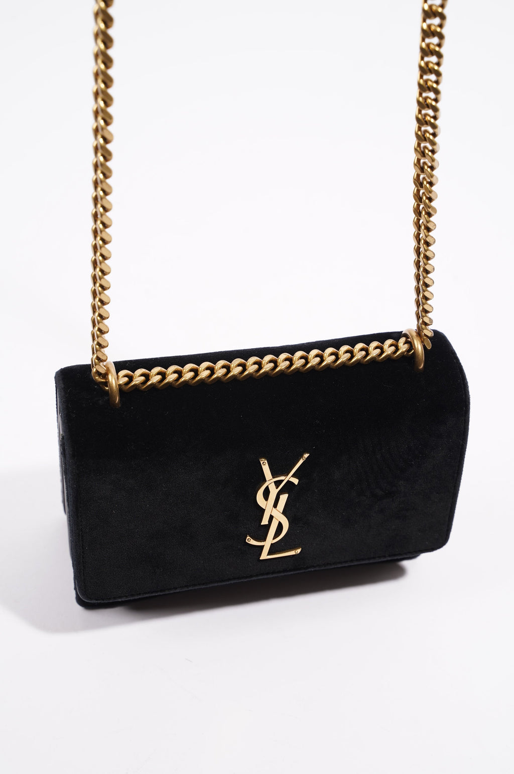Saint Laurent Womens Sunset Black Velvet Small