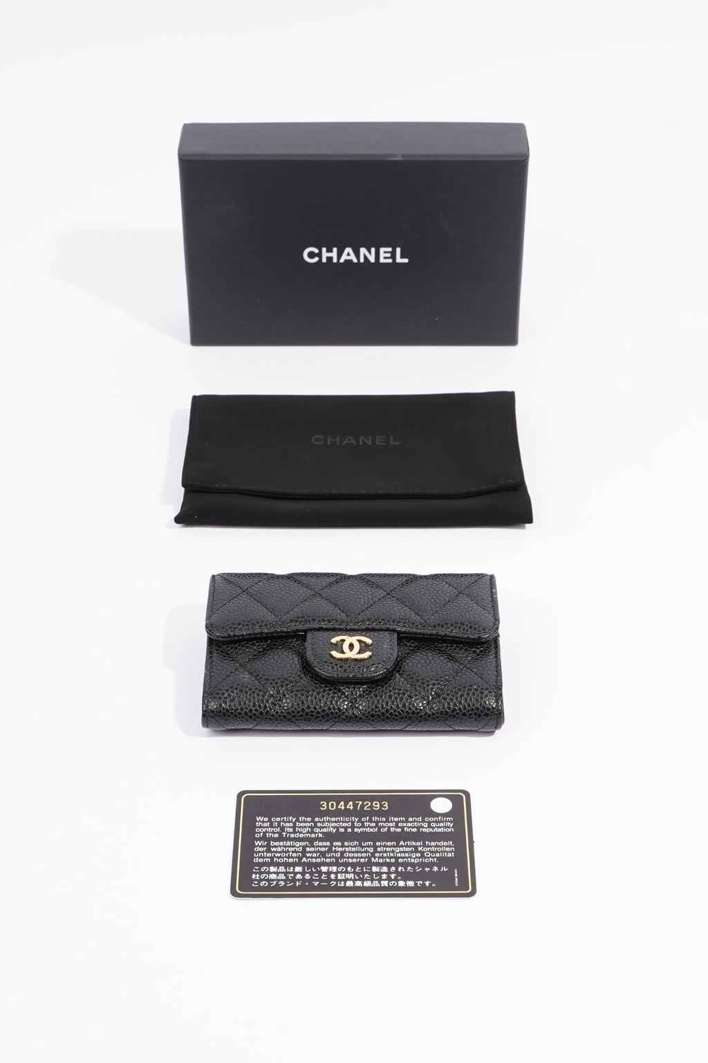 Chanel Womens Card Holder Black Caviar Leather