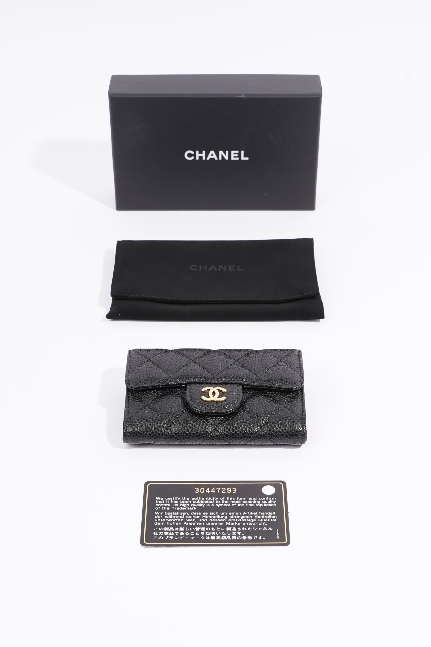 Chanel Womens Card Holder Black Caviar Leather