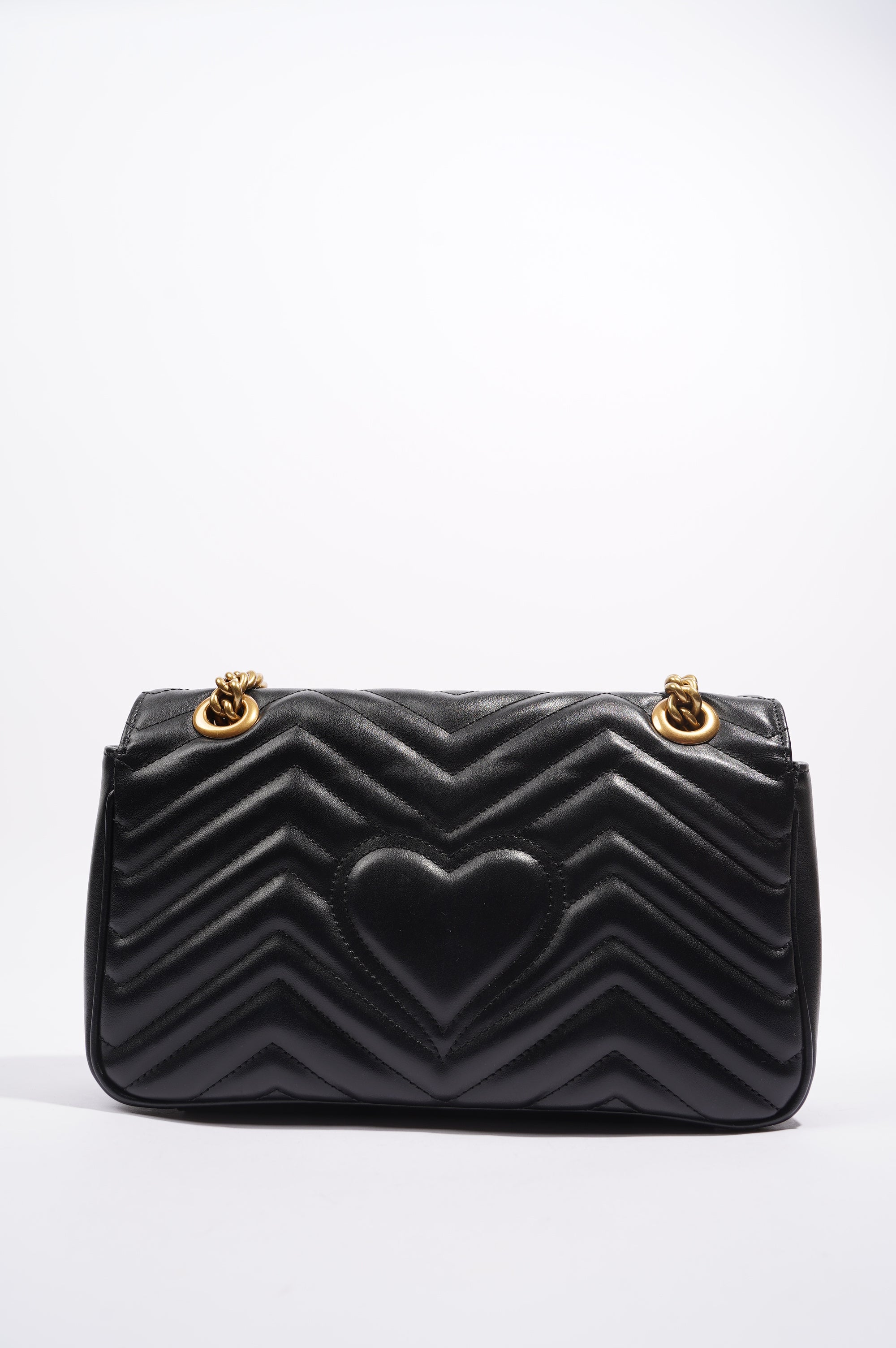 Gucci Womens Marmont Flap Black / Gold Small