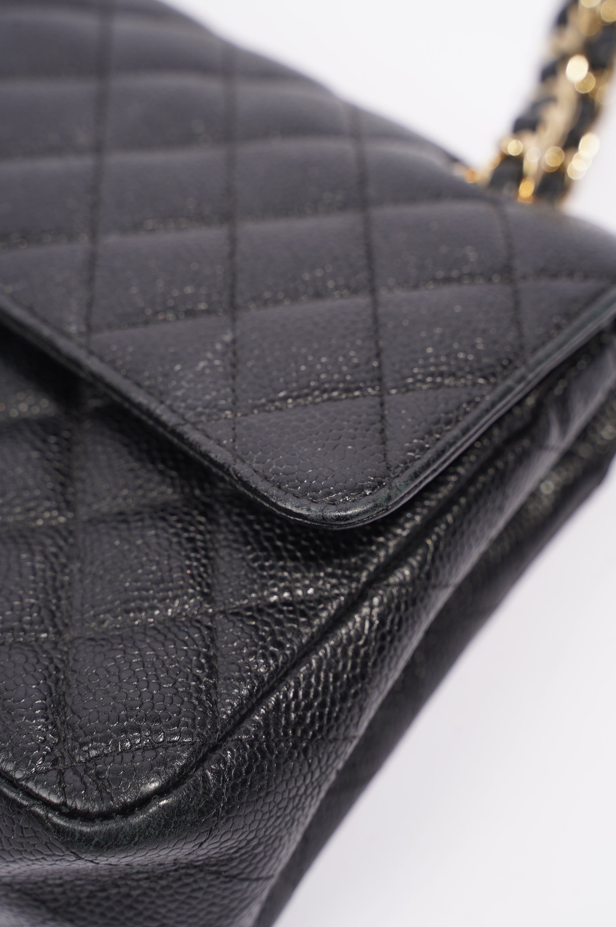 Chanel Womens Classic Flap Black Caviar Medium