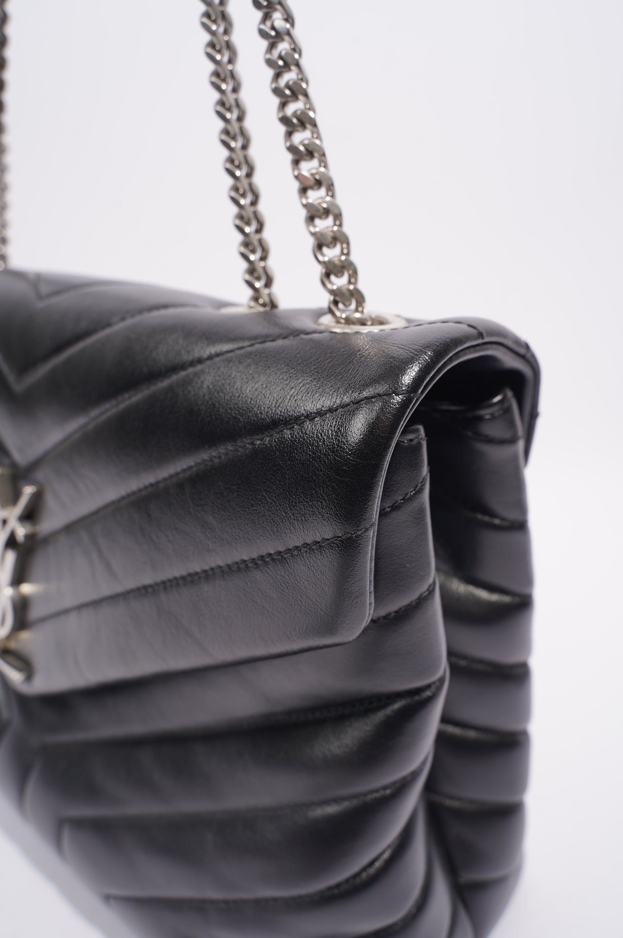 Saint Laurent Womens Lou Lou Bag Black Leather Medium