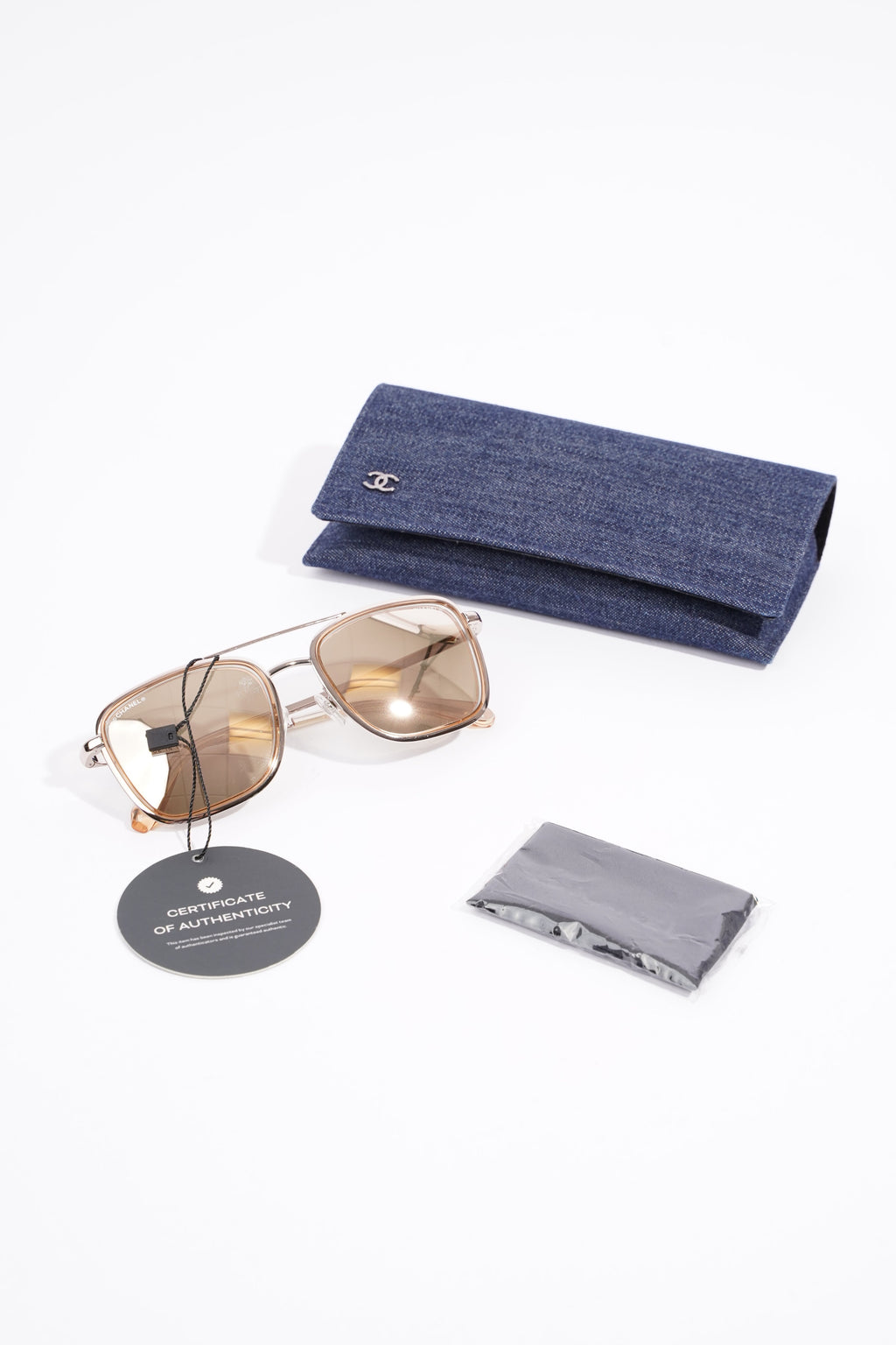 Chanel Metal Pilot Sunglasses Rose Gold Metal Acetate 140
