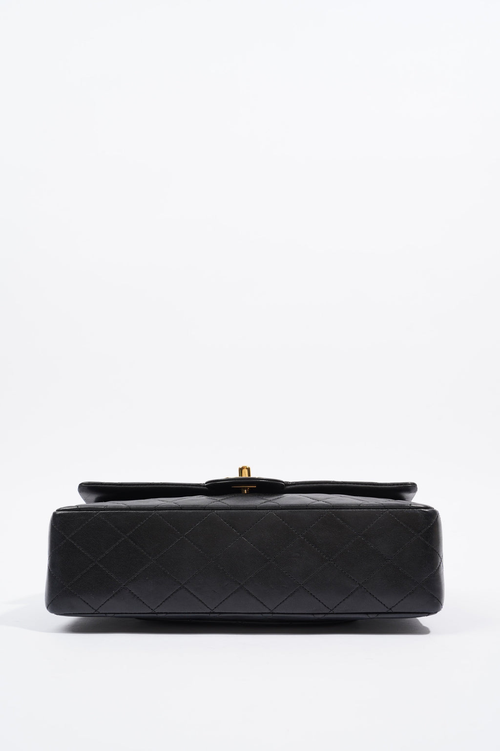Chanel Womens Vintage Double Flap Lambskin Black Leather Medium