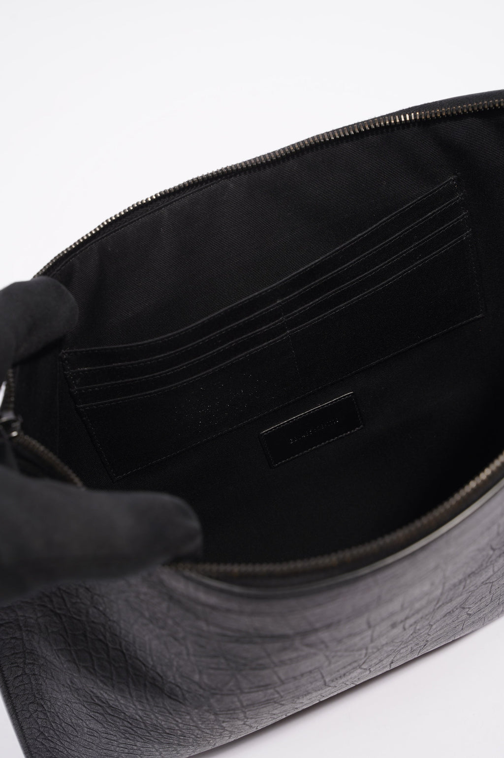 Saint Laurent Womens Clutch Black Leather Large