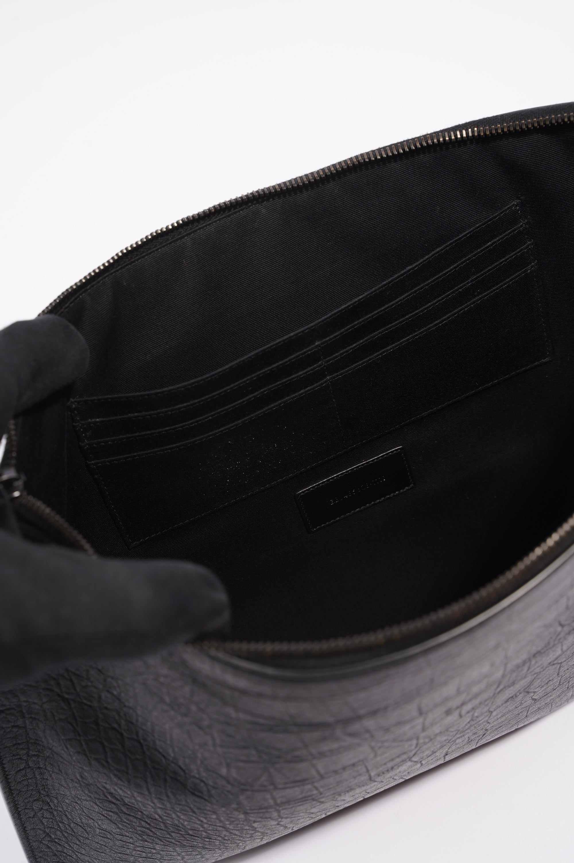 Saint Laurent Womens Clutch Black Leather Large