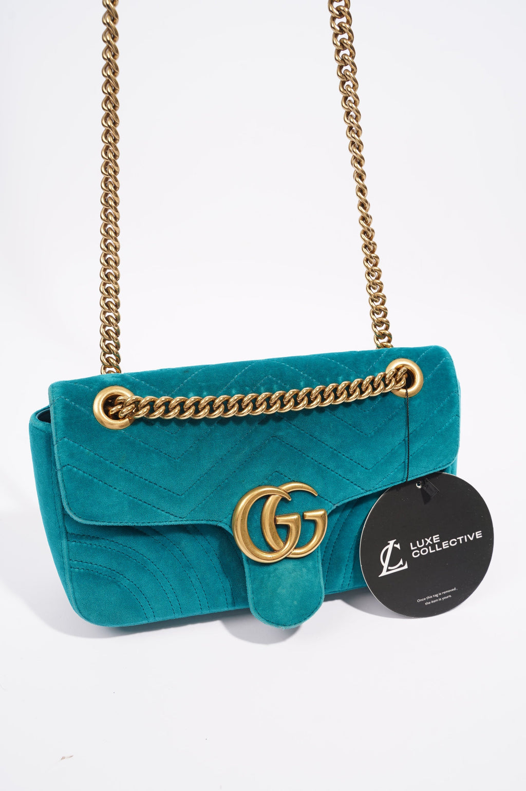 Gucci GG Marmont Flap Bag Green Velvet Small