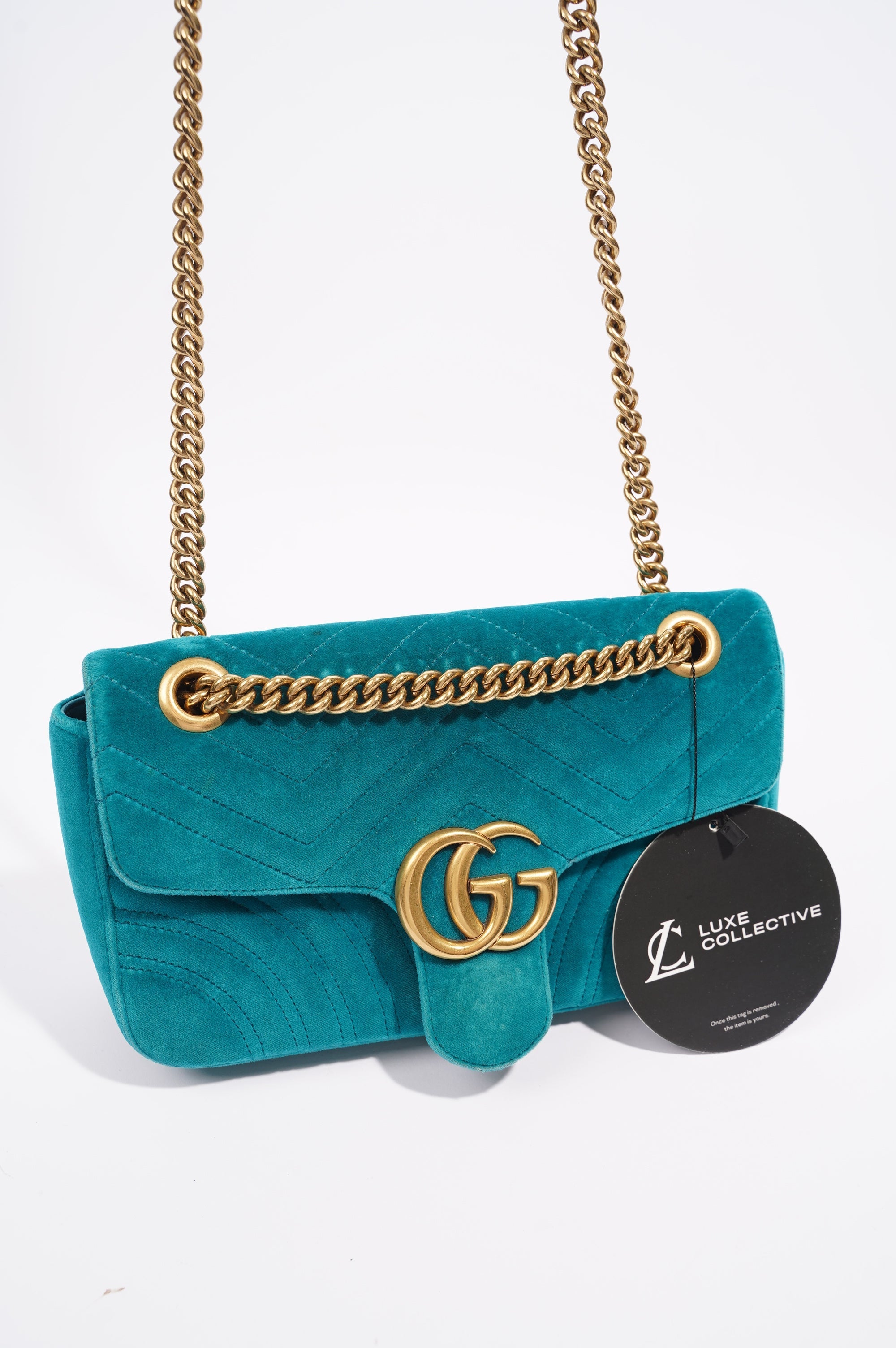 Gucci GG Marmont Flap Bag Green Velvet Small