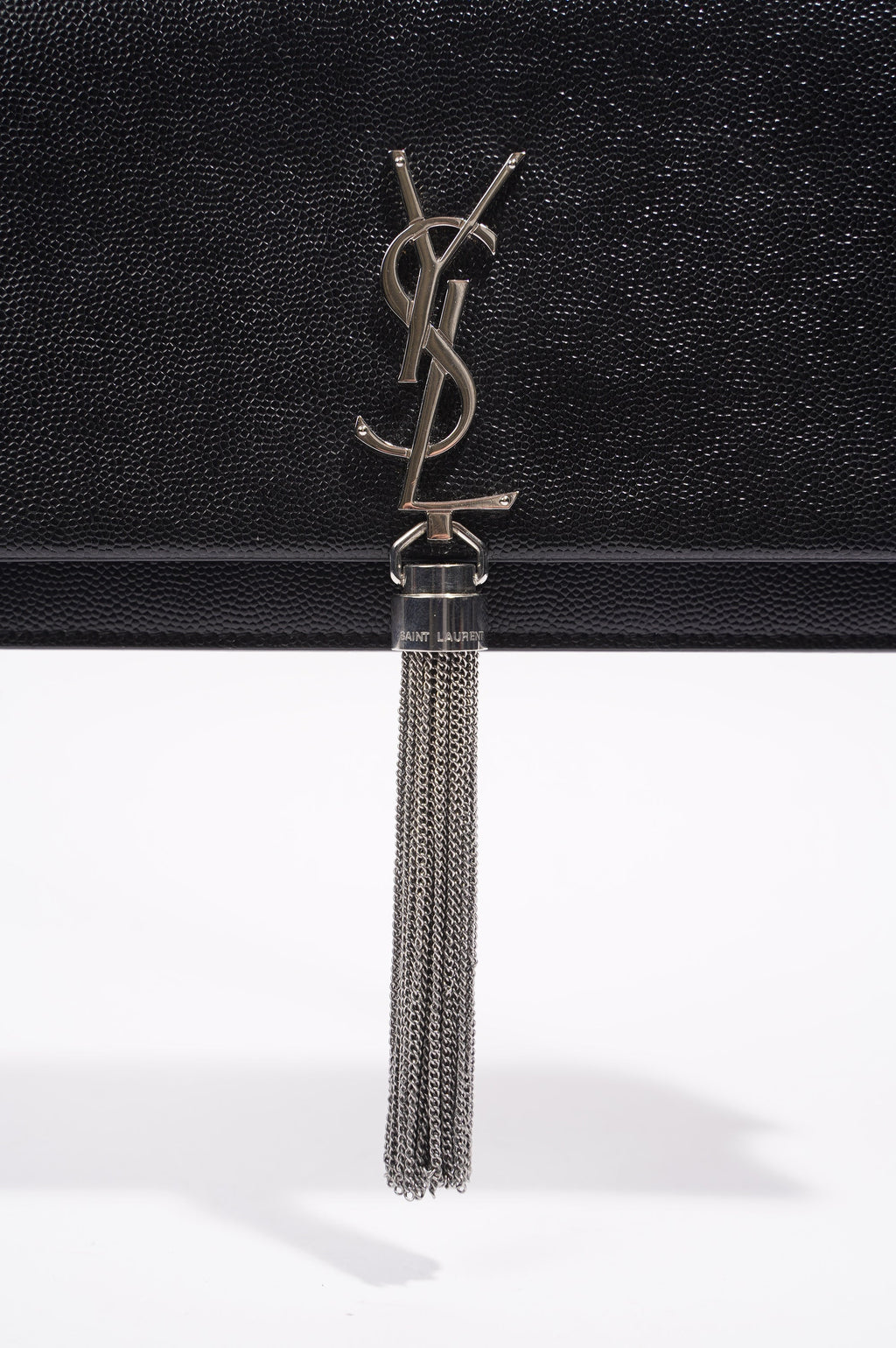 Saint Laurent Womens Kate Tassel Chain Wallet Black Leather Small