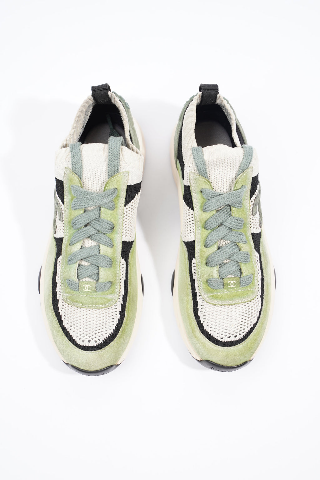 Chanel Womens CC Runner Green / Black / White EU 39.5 / UK 6.5
