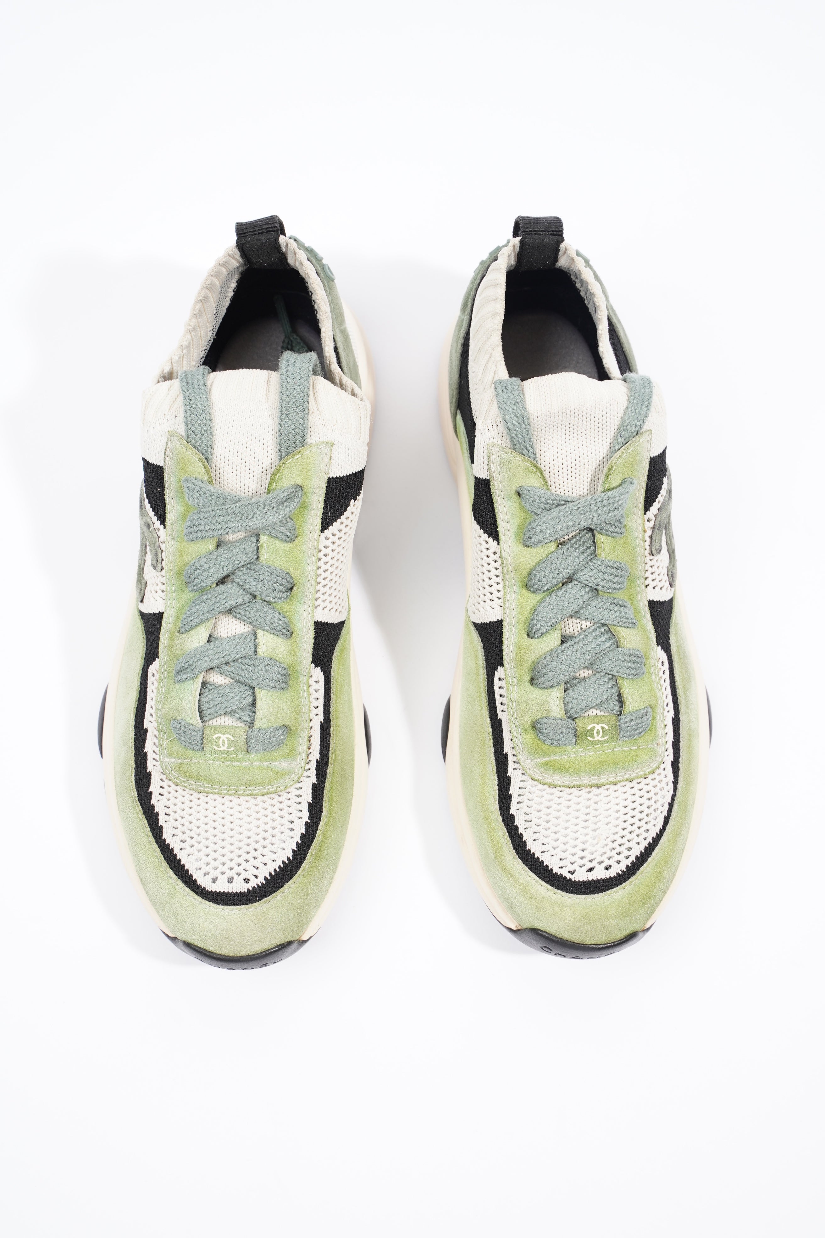Chanel Womens CC Runner Green / Black / White EU 39.5 / UK 6.5