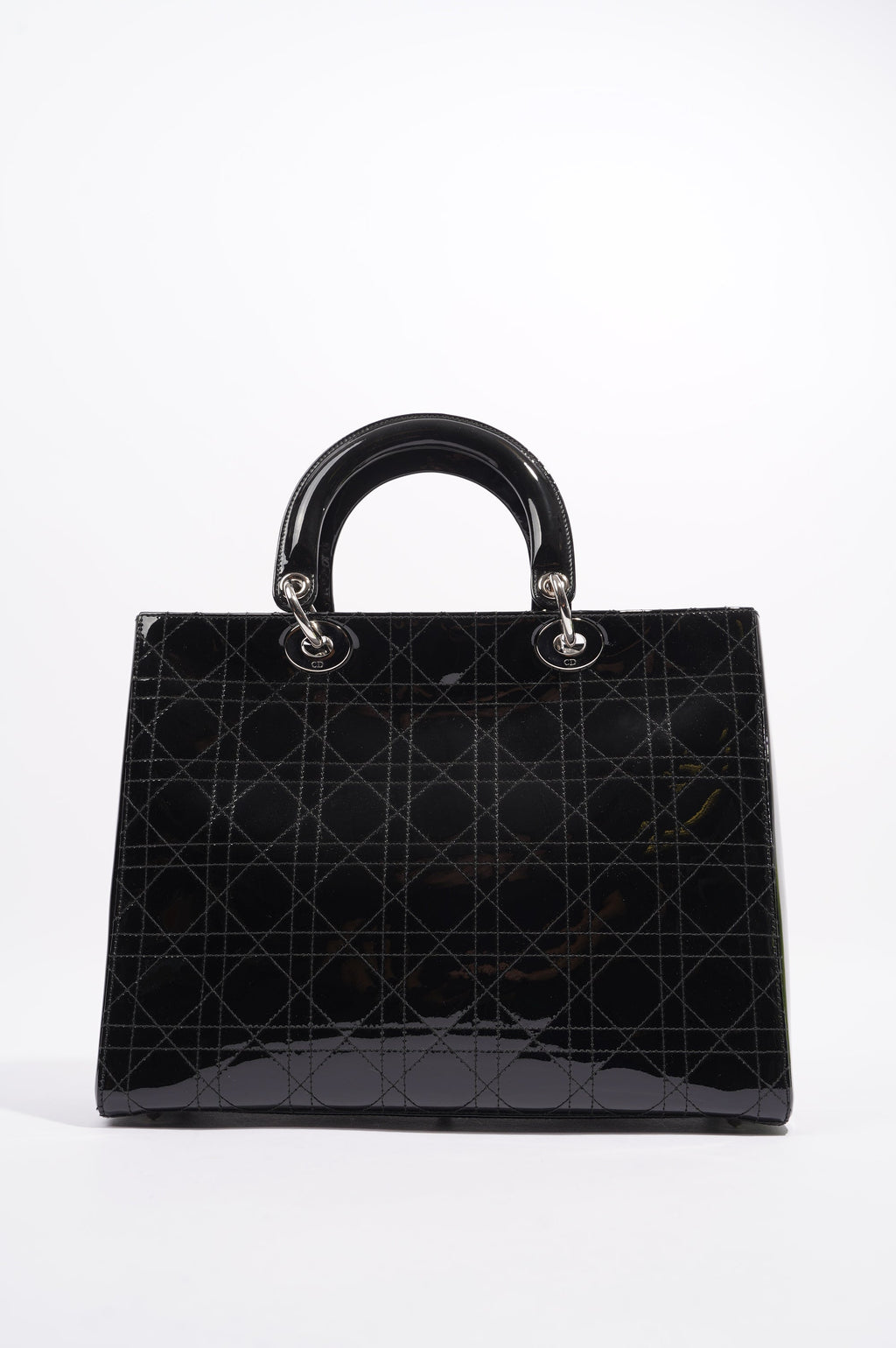 Christian Dior Lady Dior Bag Black Patent Leather Large