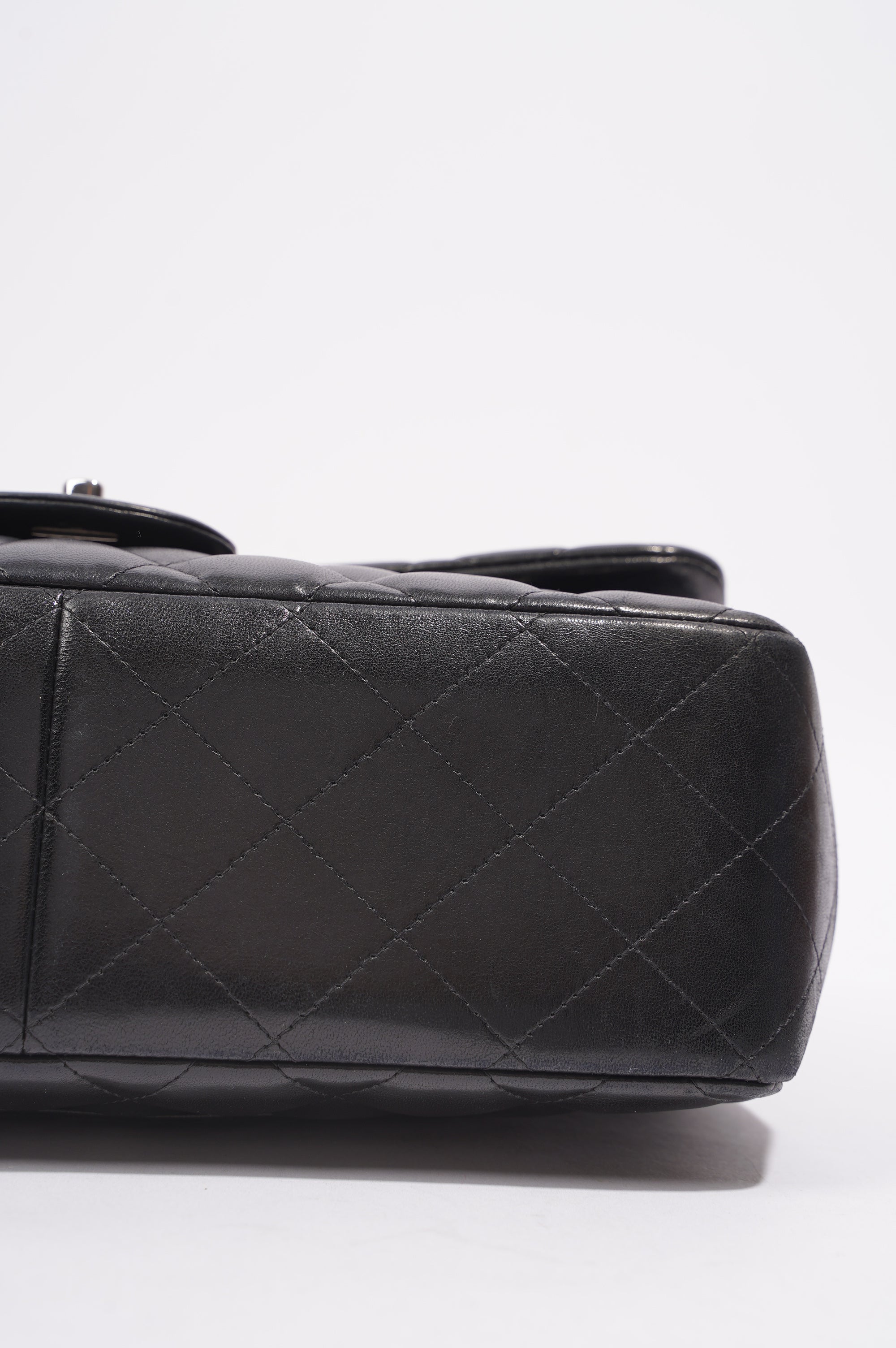 Chanel Double Flap Bag Black Lambskin Leather Large
