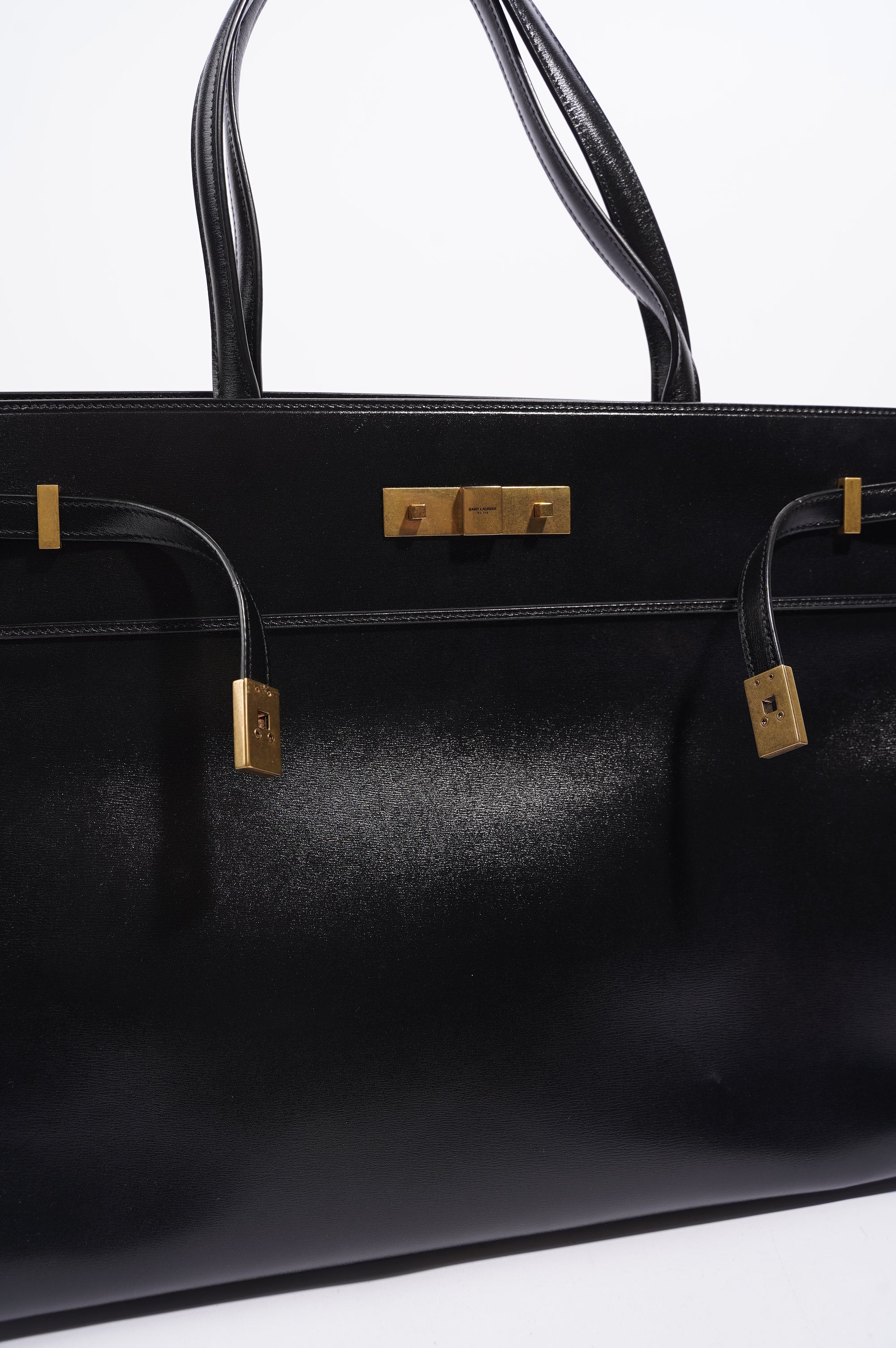 Saint Laurent Womens Manhattan Shopping Bag Black Gold Medium