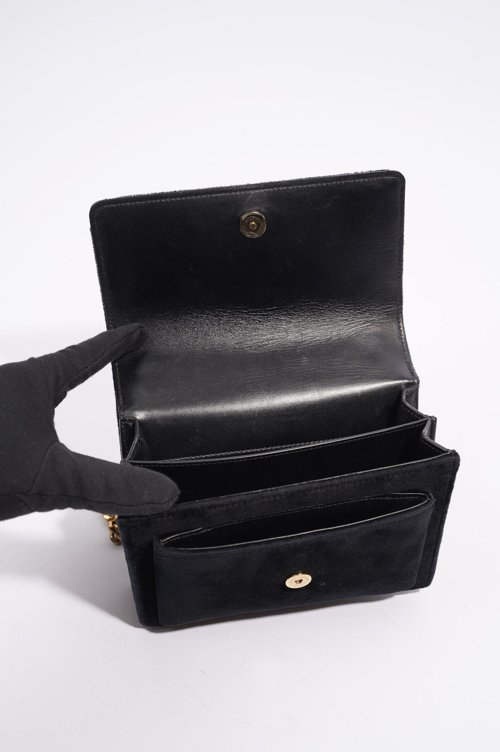Saint Laurent Womens Sunset Black Velvet Small