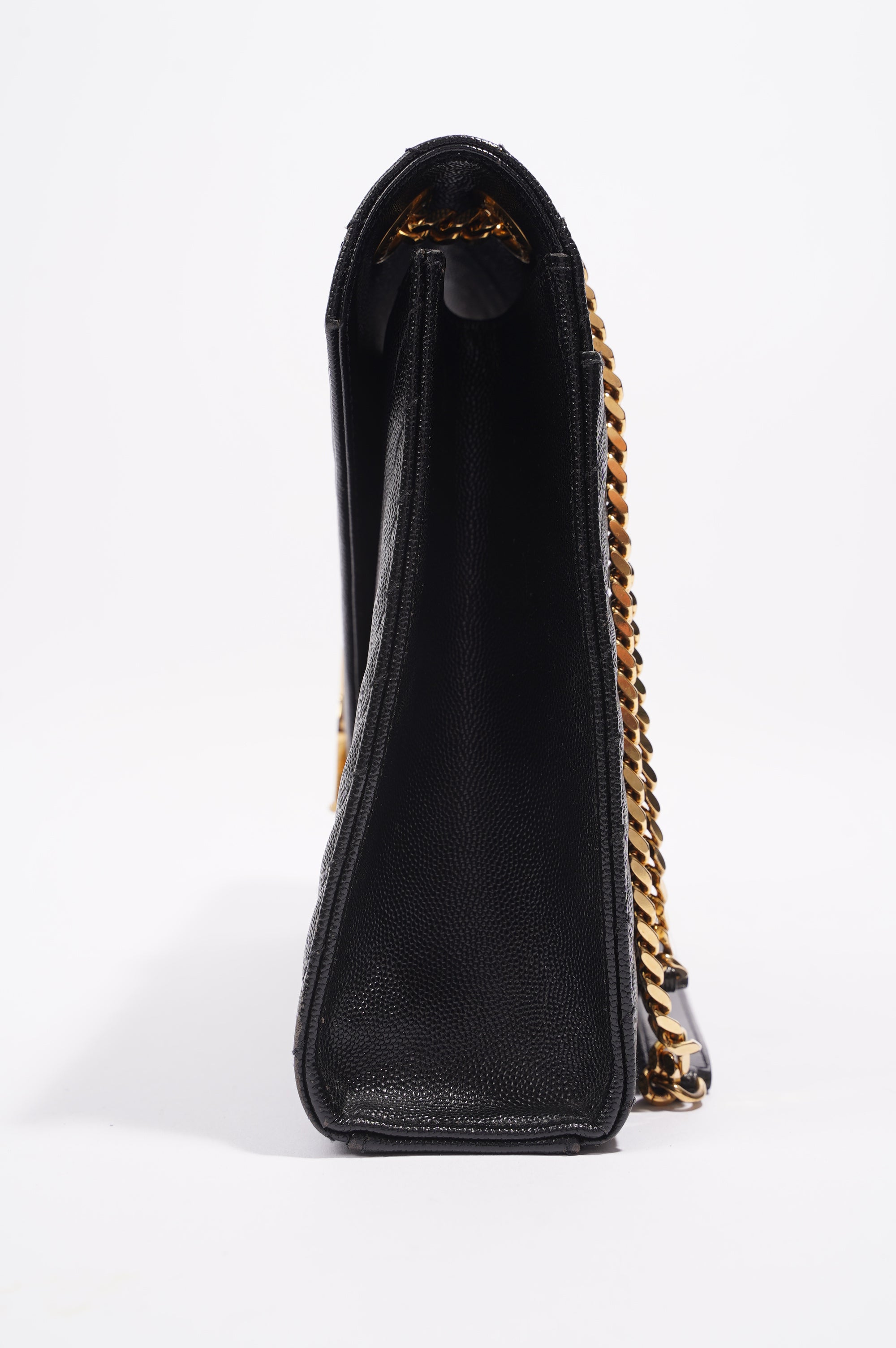 SAINT LAURENT WOMENS ENVELOPE BAG BLACK LEATHER LARGE
