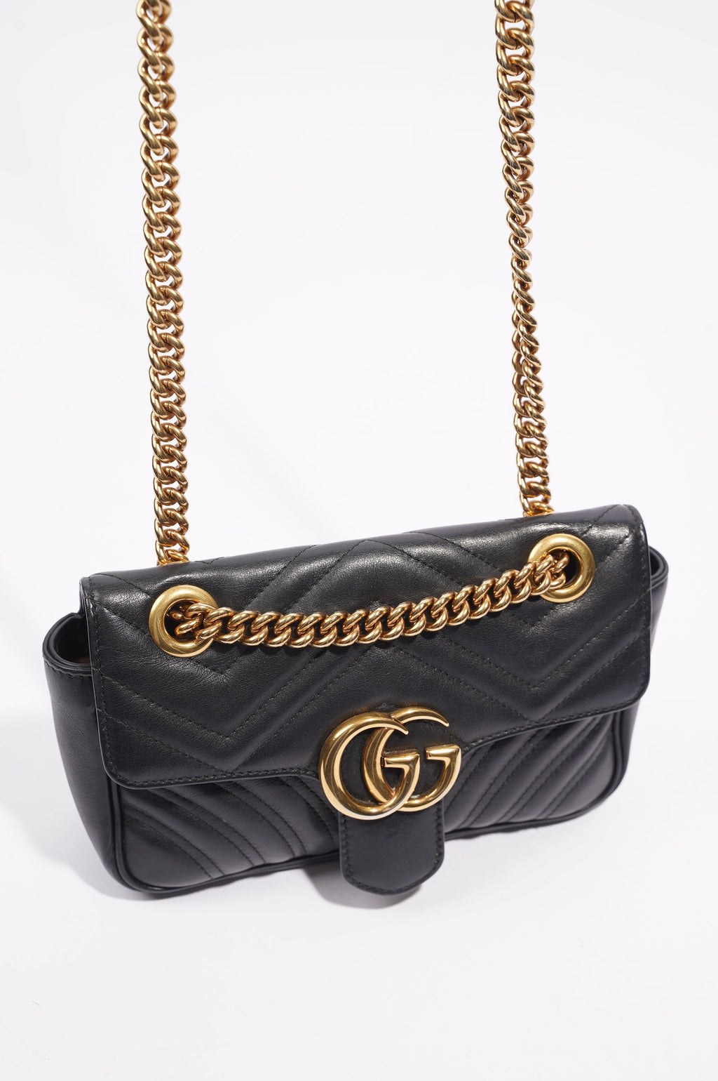 Gucci Womens GG Marmont Flap Bag Black Mini