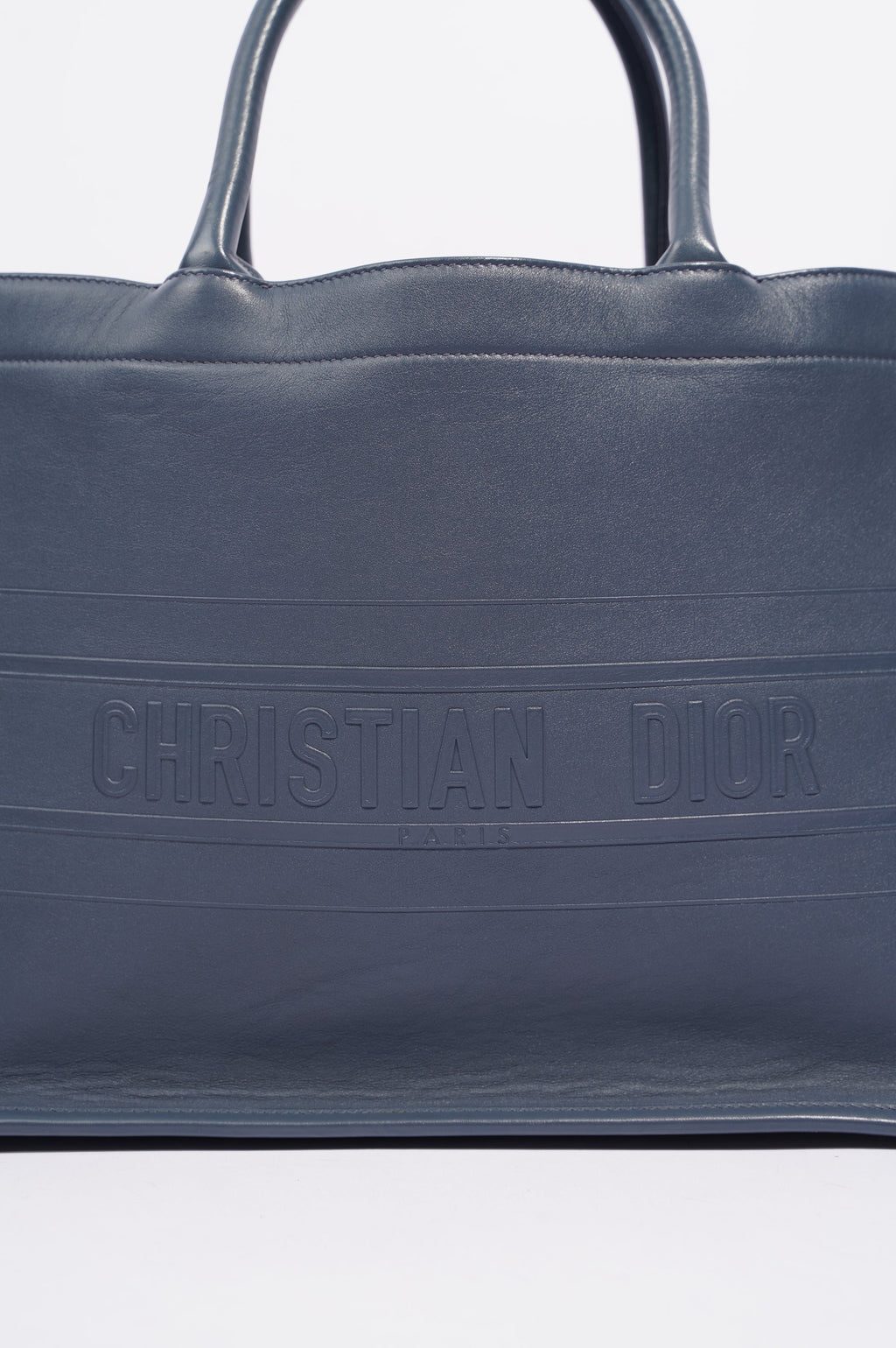 Christian Dior Womens Leather Book Tote Navy Medium