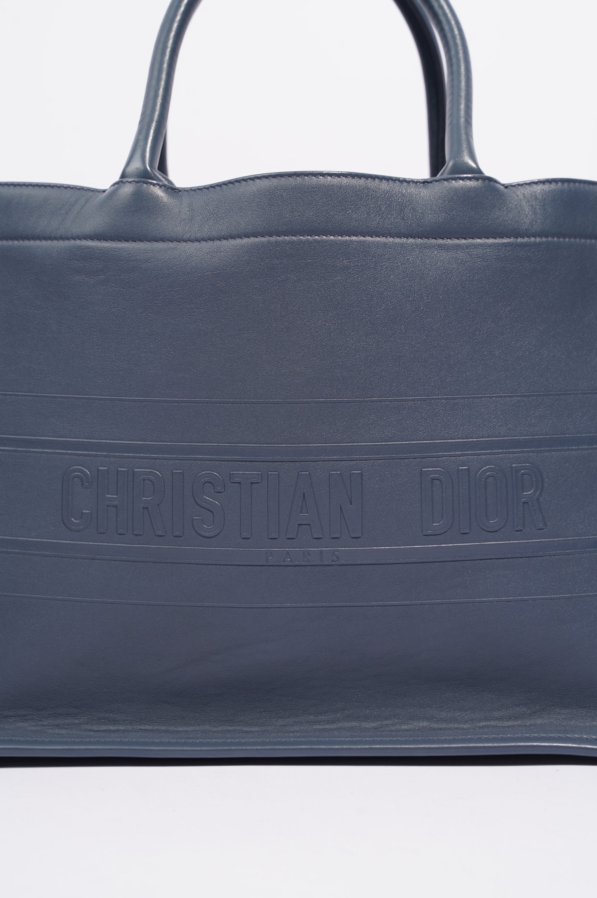 Christian Dior Womens Leather Book Tote Navy Medium