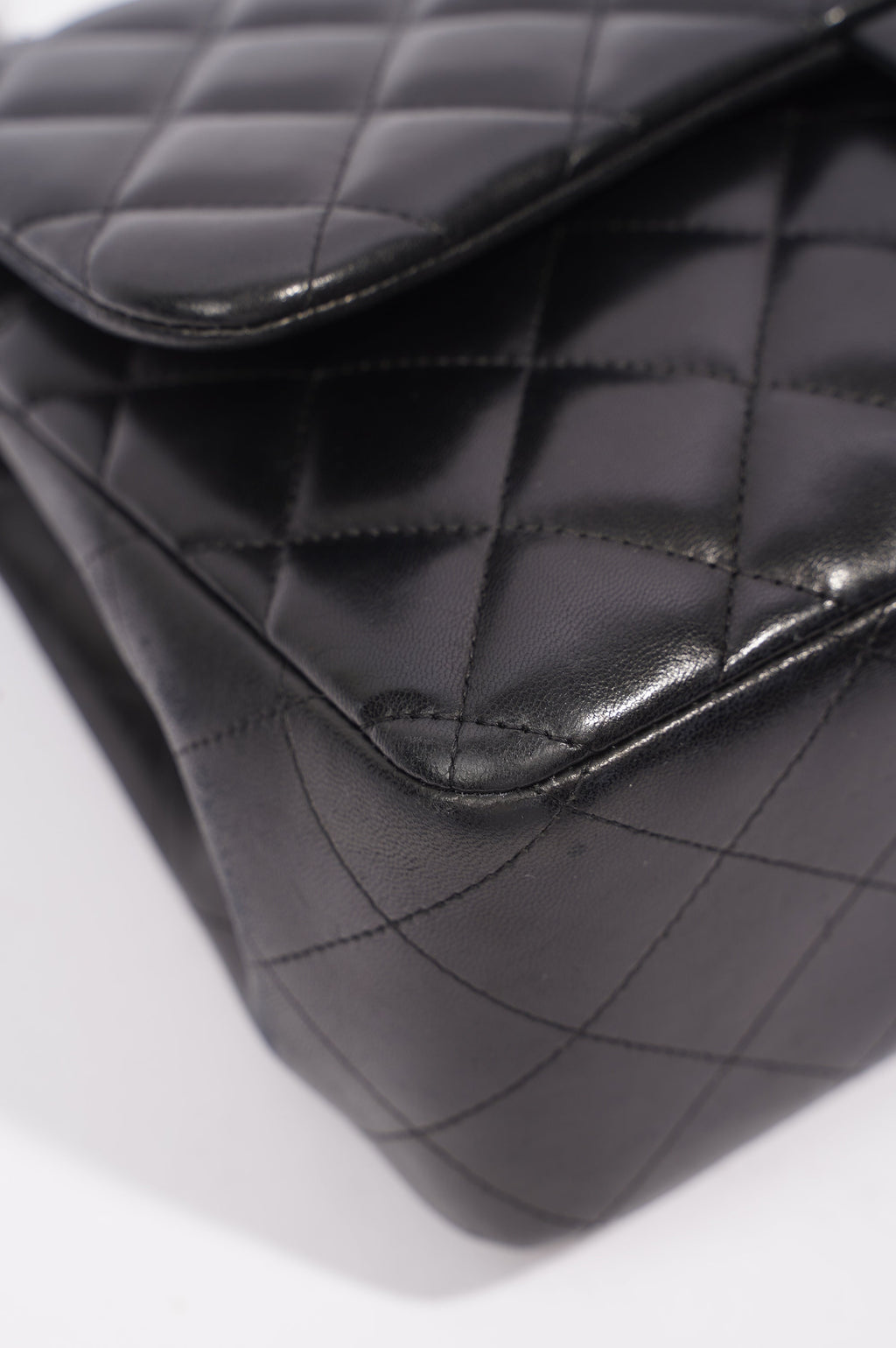 Chanel Double Flap Bag Black Lambskin Leather Large