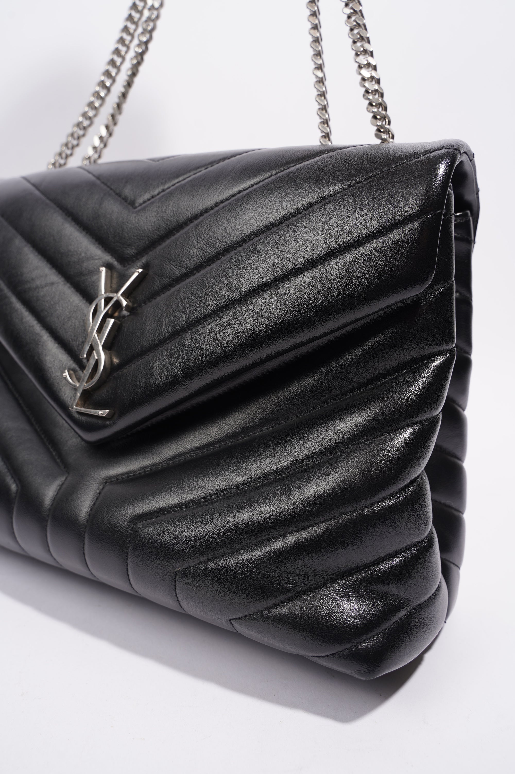 Saint Laurent Womens Lou Lou Bag Black Leather Medium