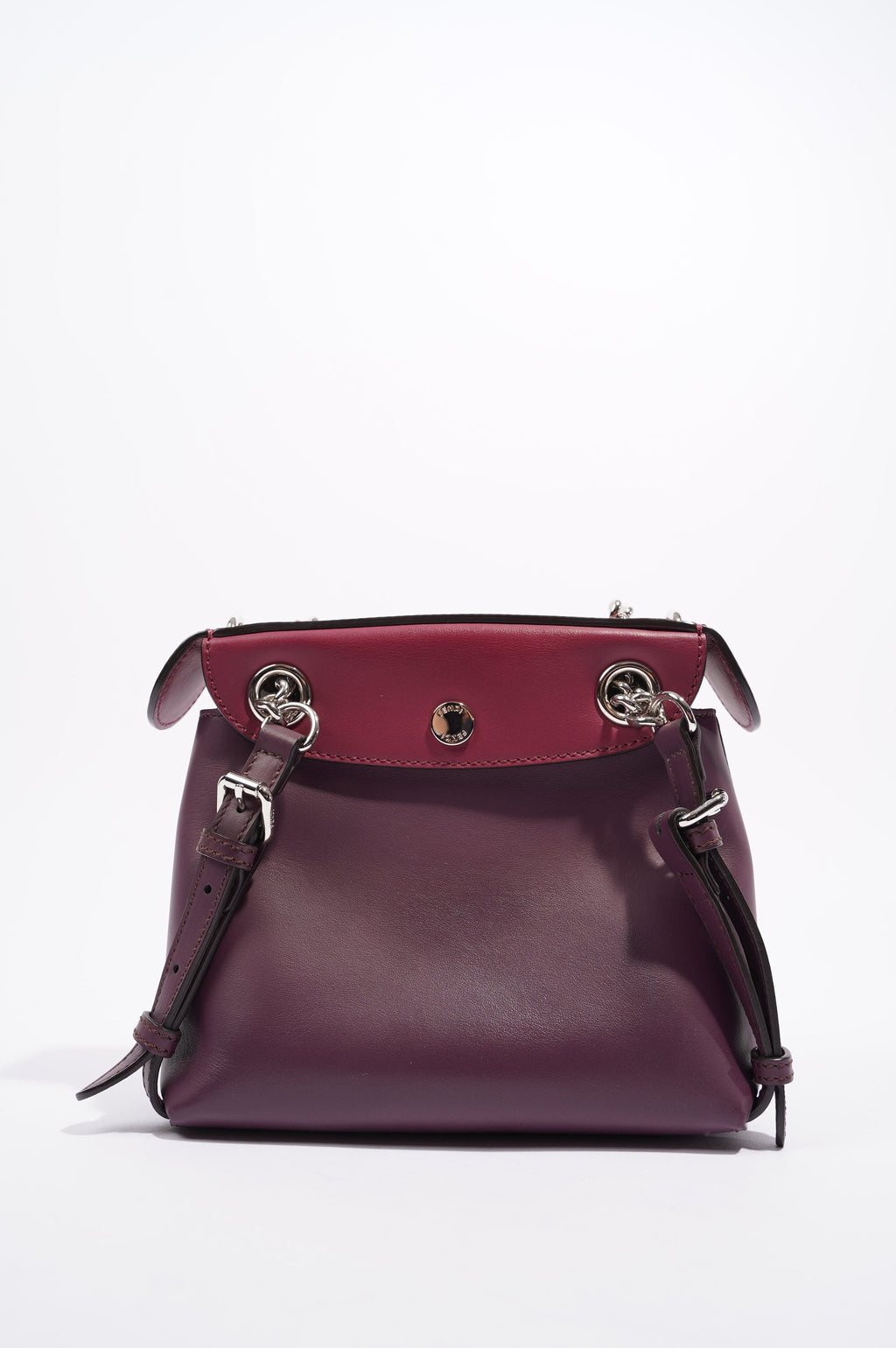 Fendi Womens Pearl Scalloped Mini Back To School Backpack Black / Cherry