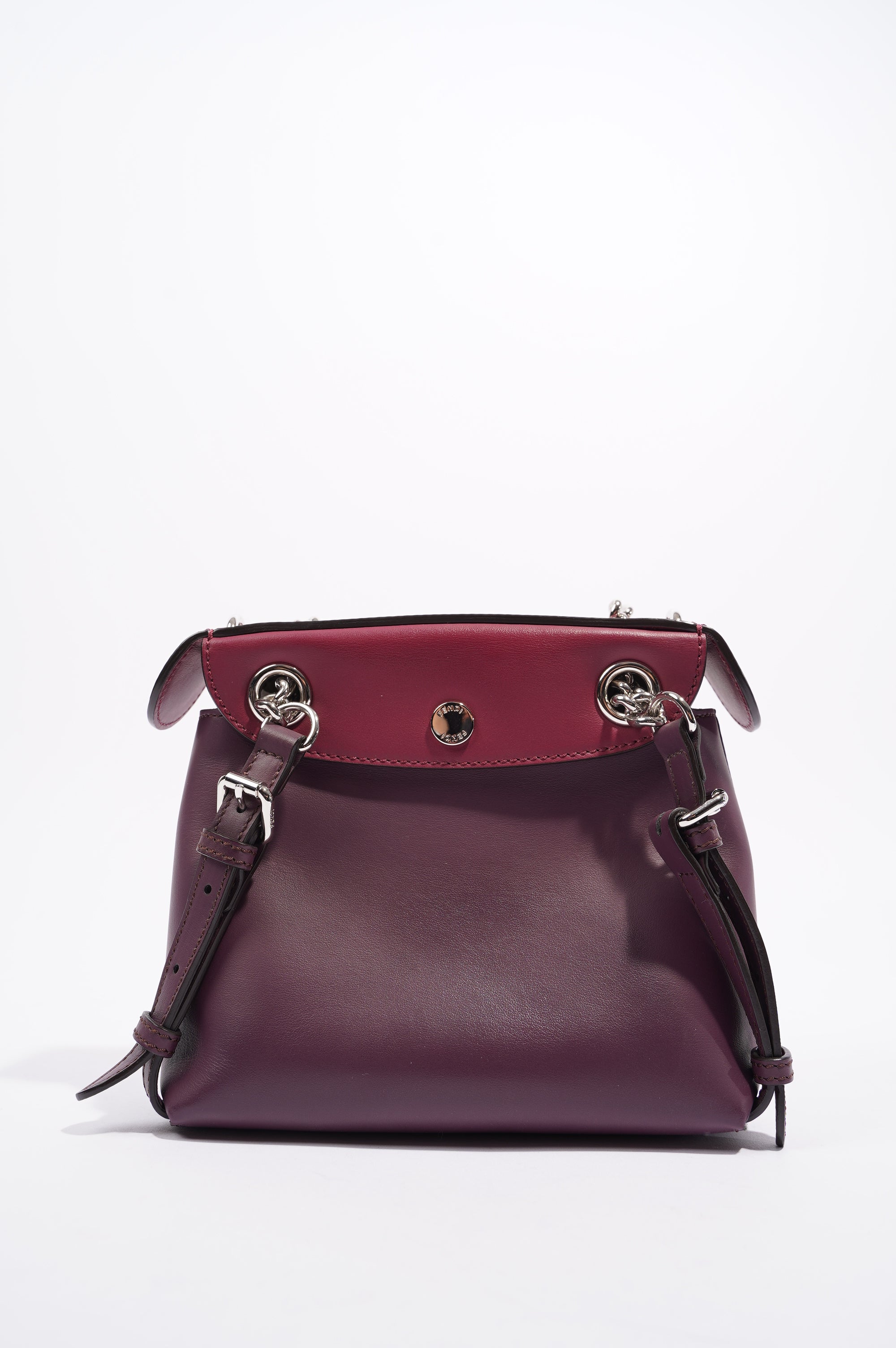 Fendi Womens Pearl Scalloped Mini Back To School Backpack Black / Cherry