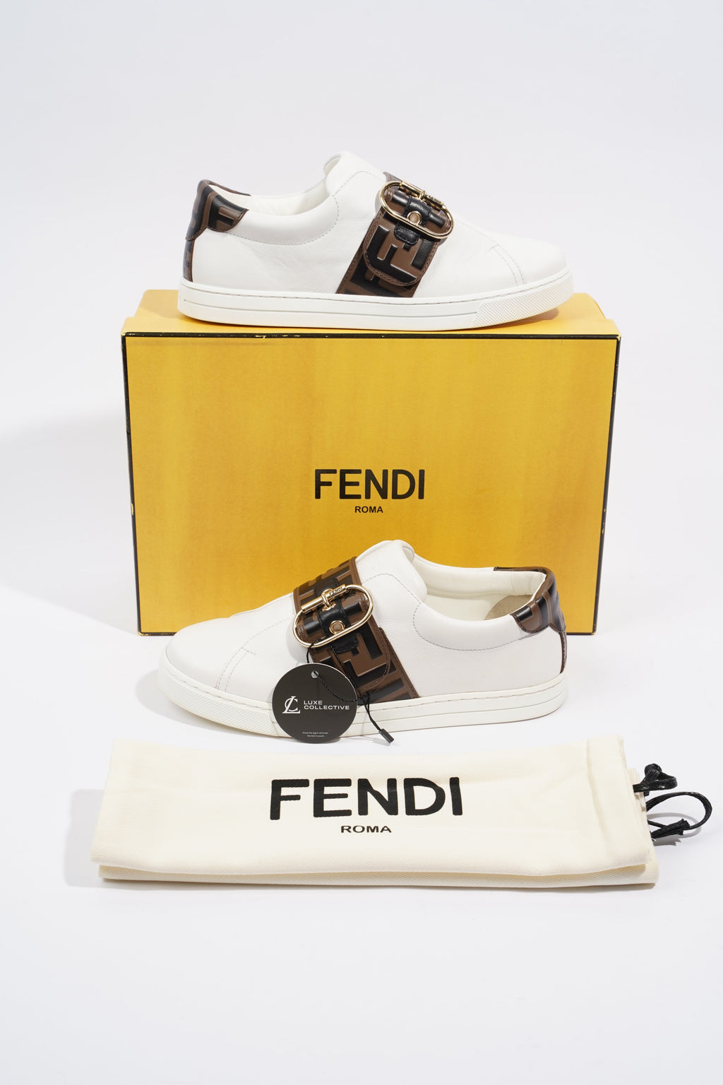 Fendi FF Band Tennis Sneaker White Zucca EU 36 / UK 3